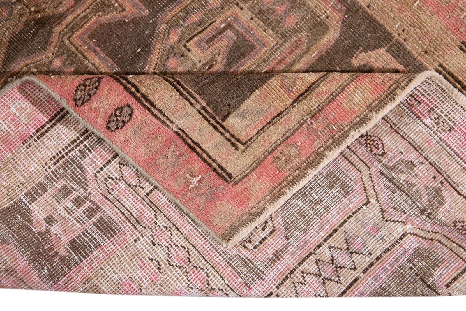 Pink Vintage Malyer Handmade Wool Runner - 7