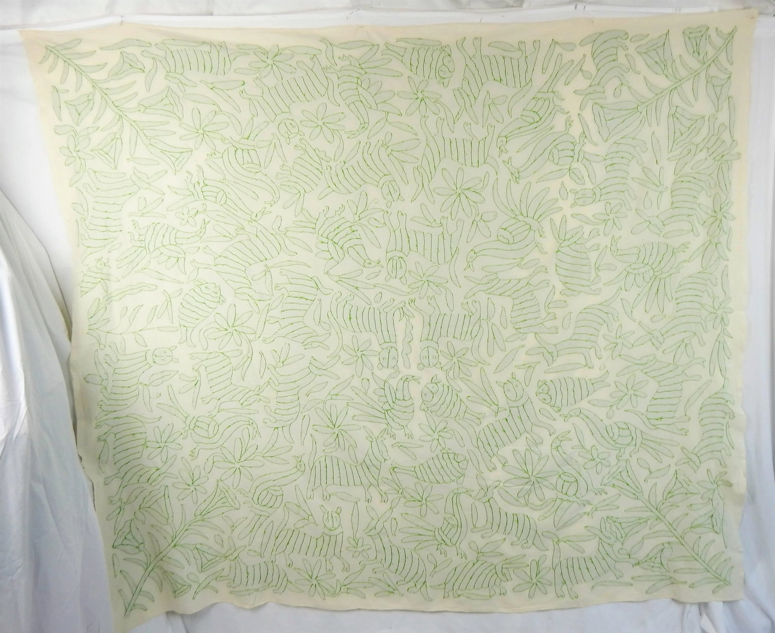 Wild Animals Green Embroidered Tapestry - 11