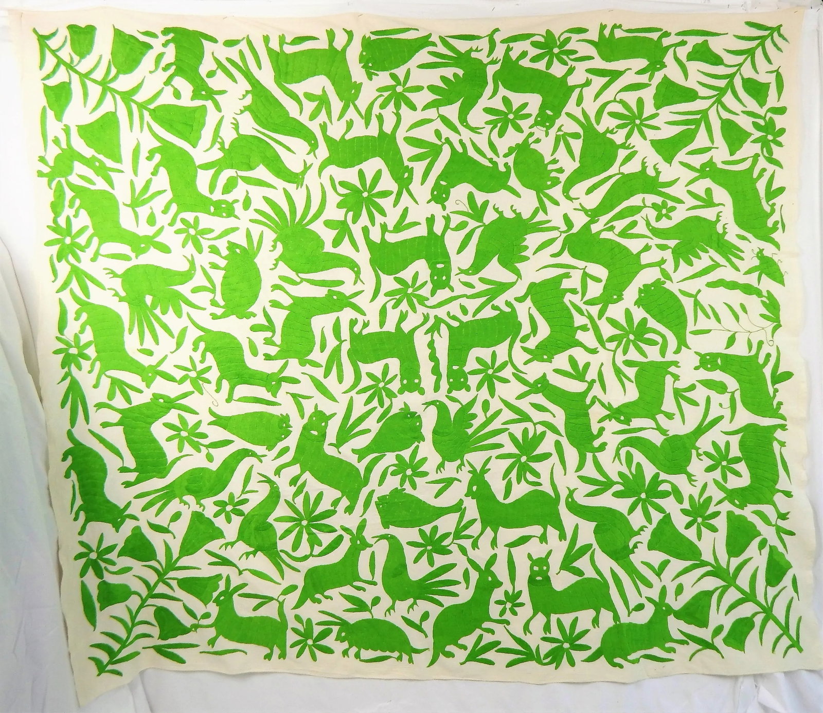 Wild Animals Green Embroidered Tapestry - 13