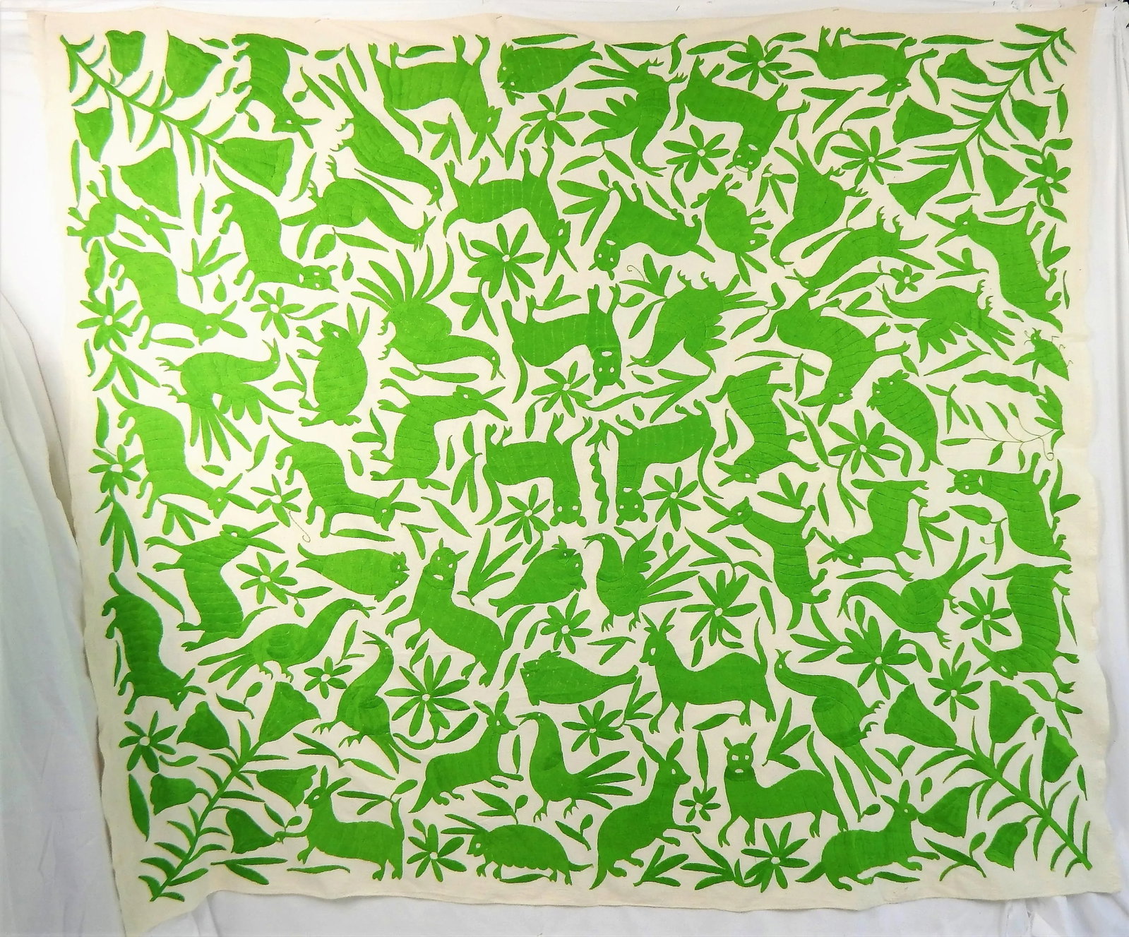 Wild Animals Green Embroidered Tapestry - 2