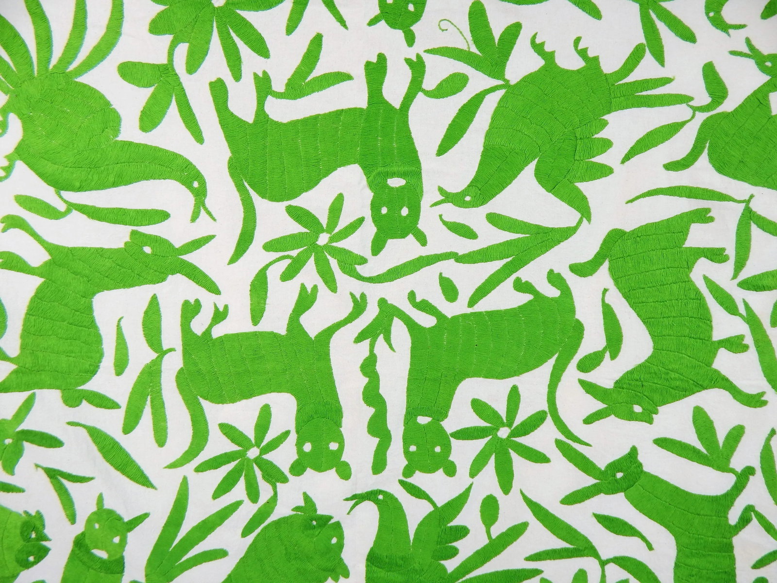 Wild Animals Green Embroidered Tapestry - 4