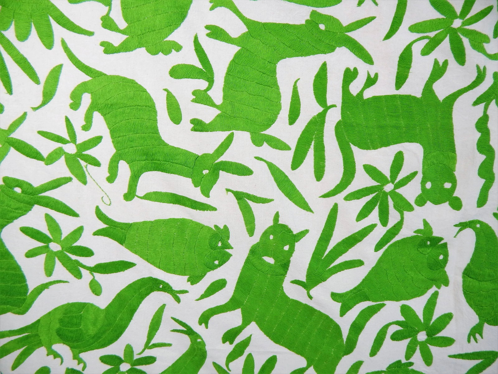 Wild Animals Green Embroidered Tapestry - 5