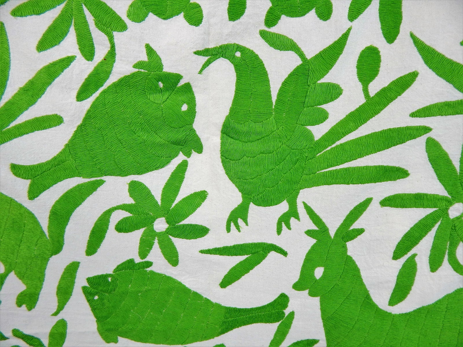 Wild Animals Green Embroidered Tapestry - 6