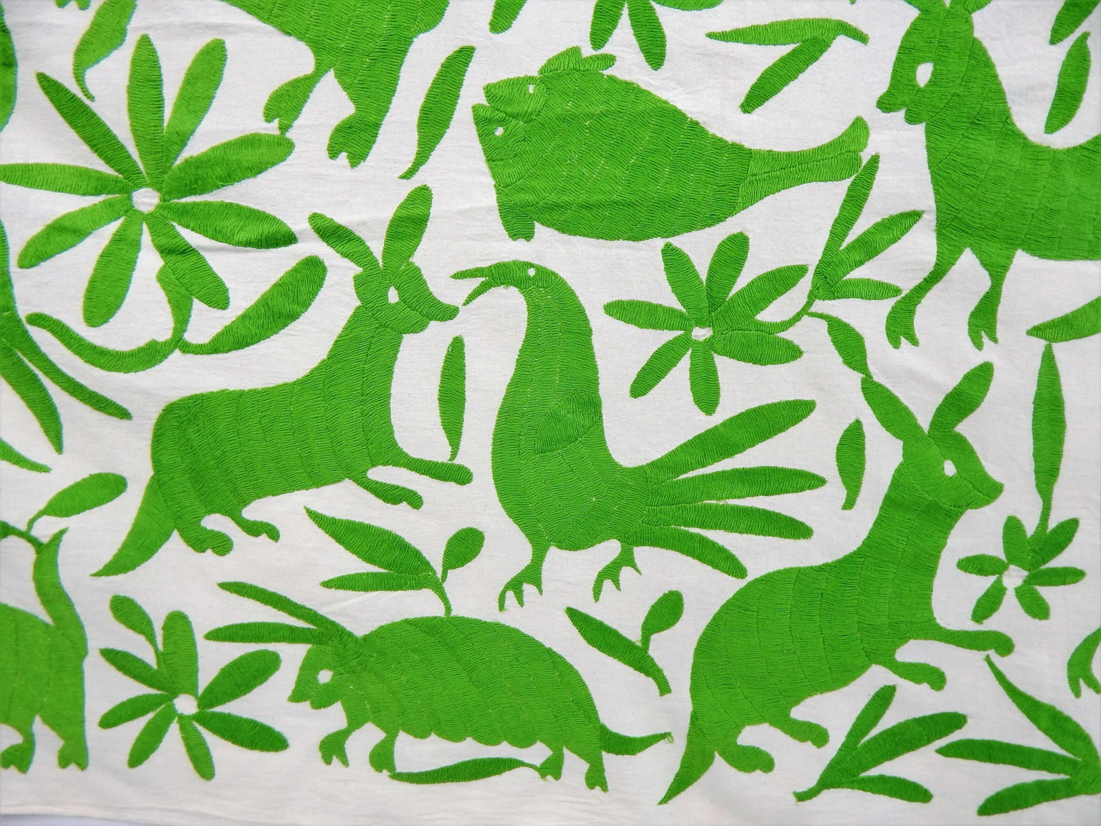 Wild Animals Green Embroidered Tapestry - 8