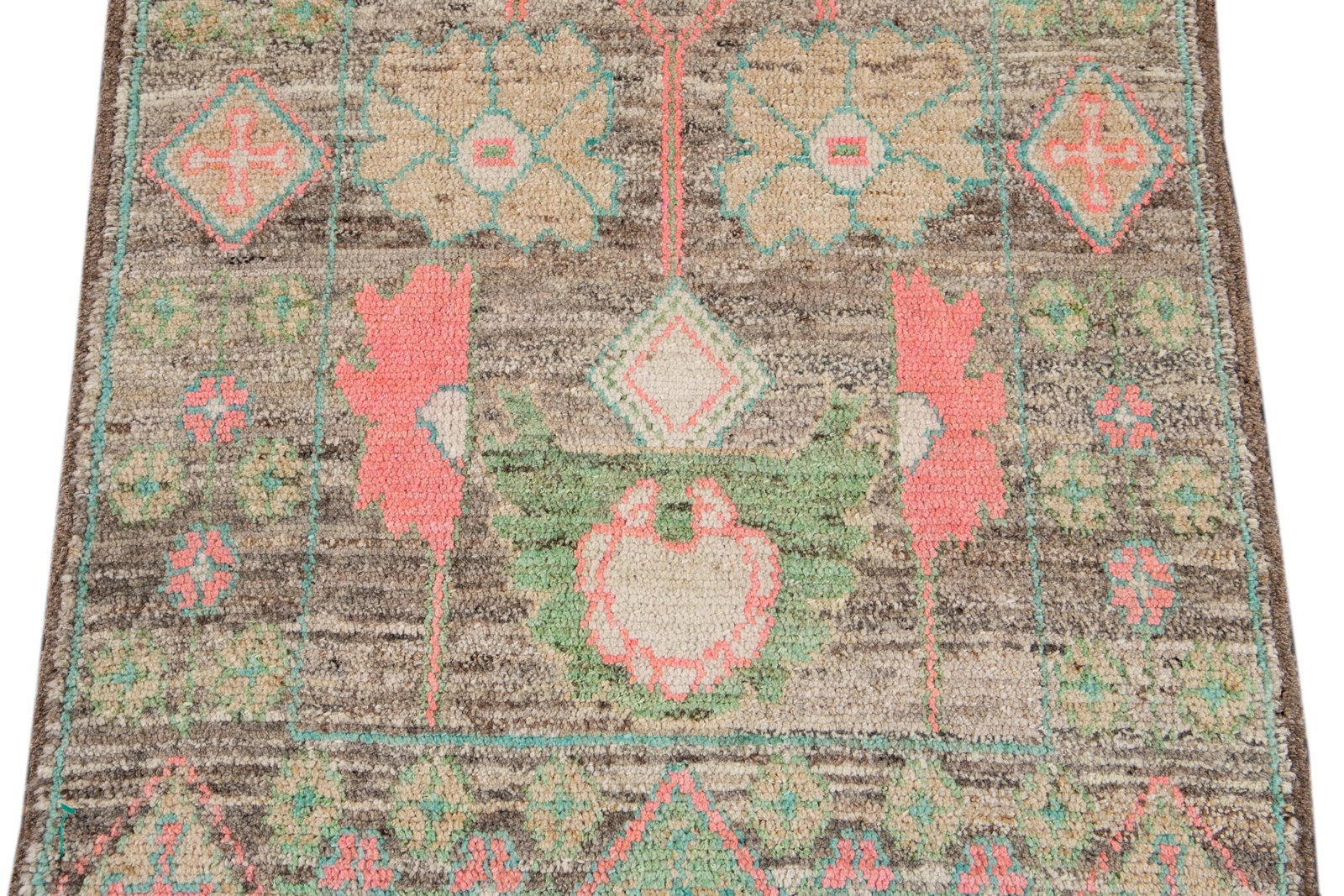 Colorful Modern Oushak Wool Runner - 12