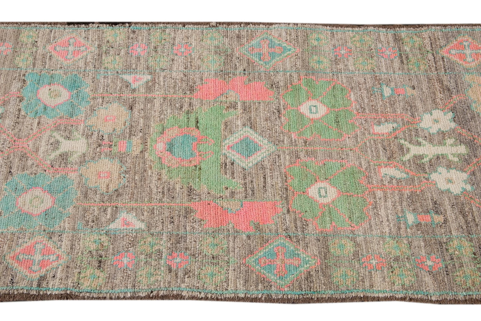 Colorful Modern Oushak Wool Runner - 8
