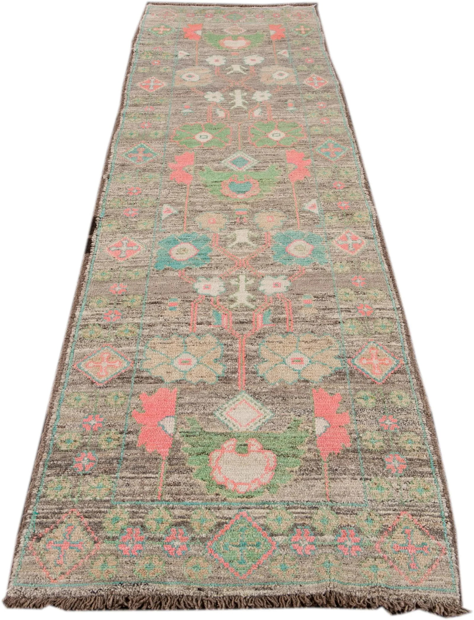 Colorful Modern Oushak Wool Runner - 9