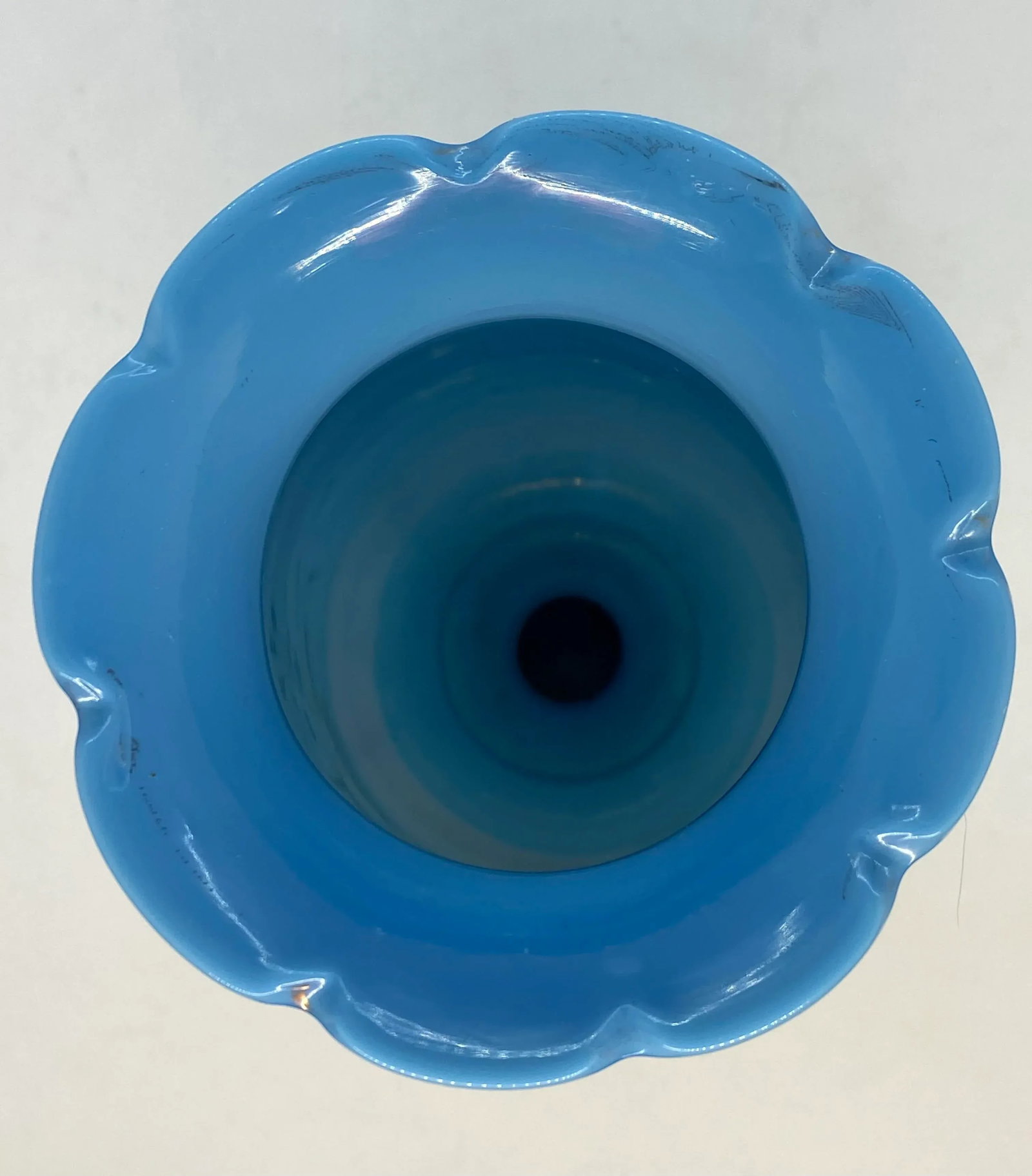 Late 19th Century Victorian Bristol Blue Glass Hand Painted and Enameled Vase - 10