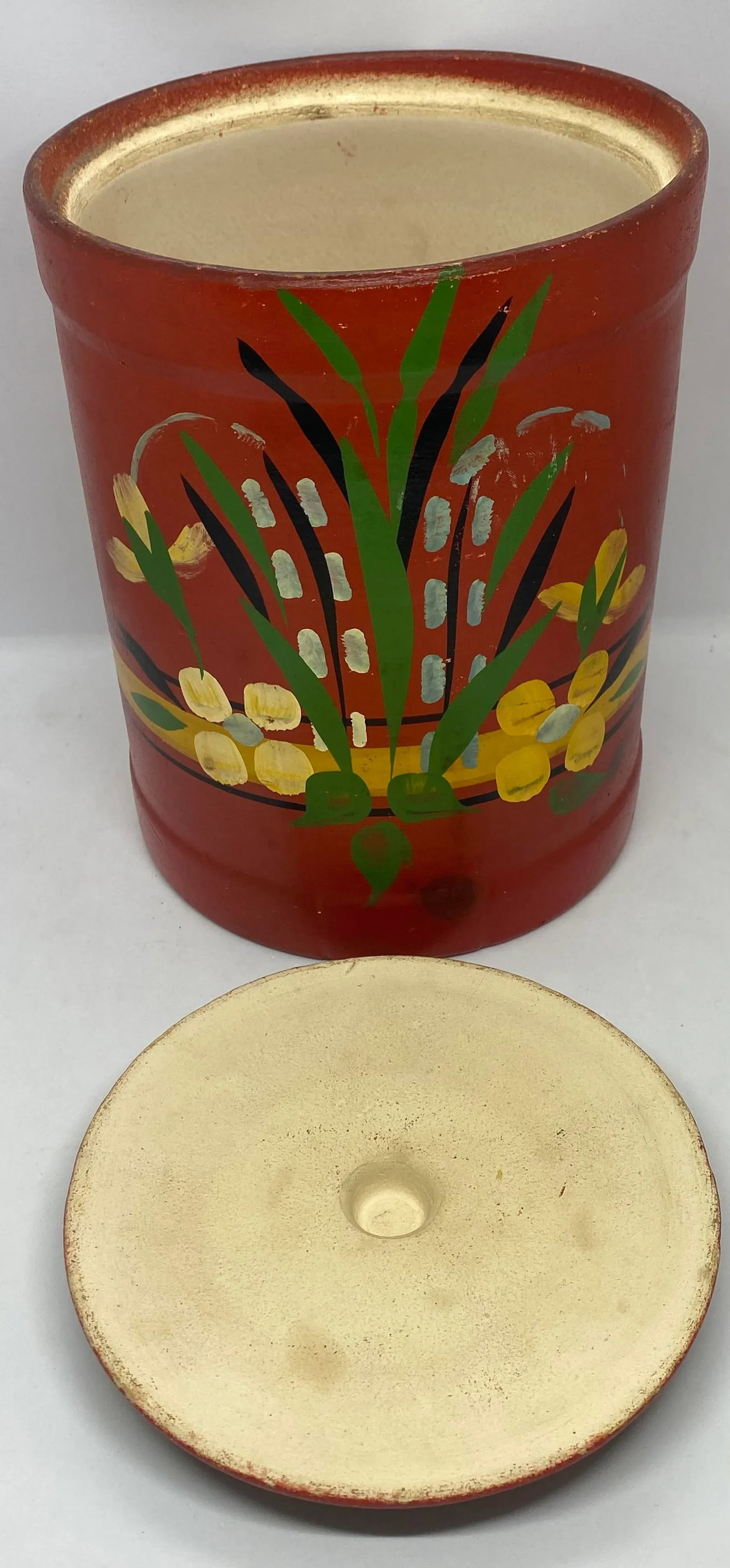 1940's Hand Painted Stoneware Cookie Jar - 10