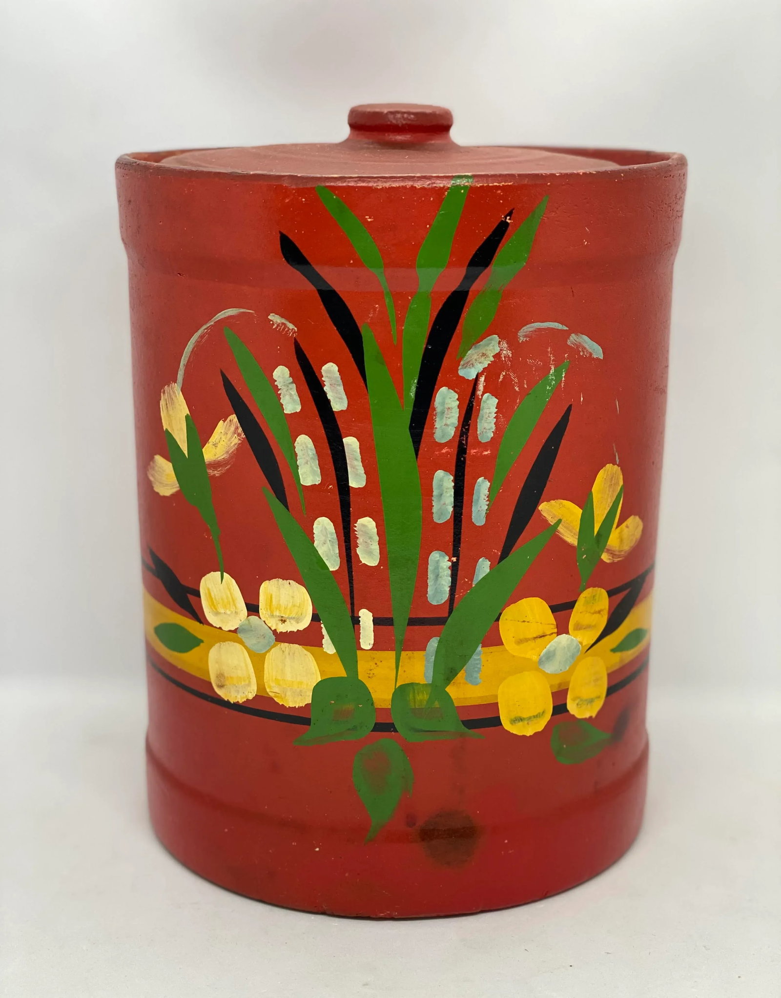 1940's Hand Painted Stoneware Cookie Jar - 13