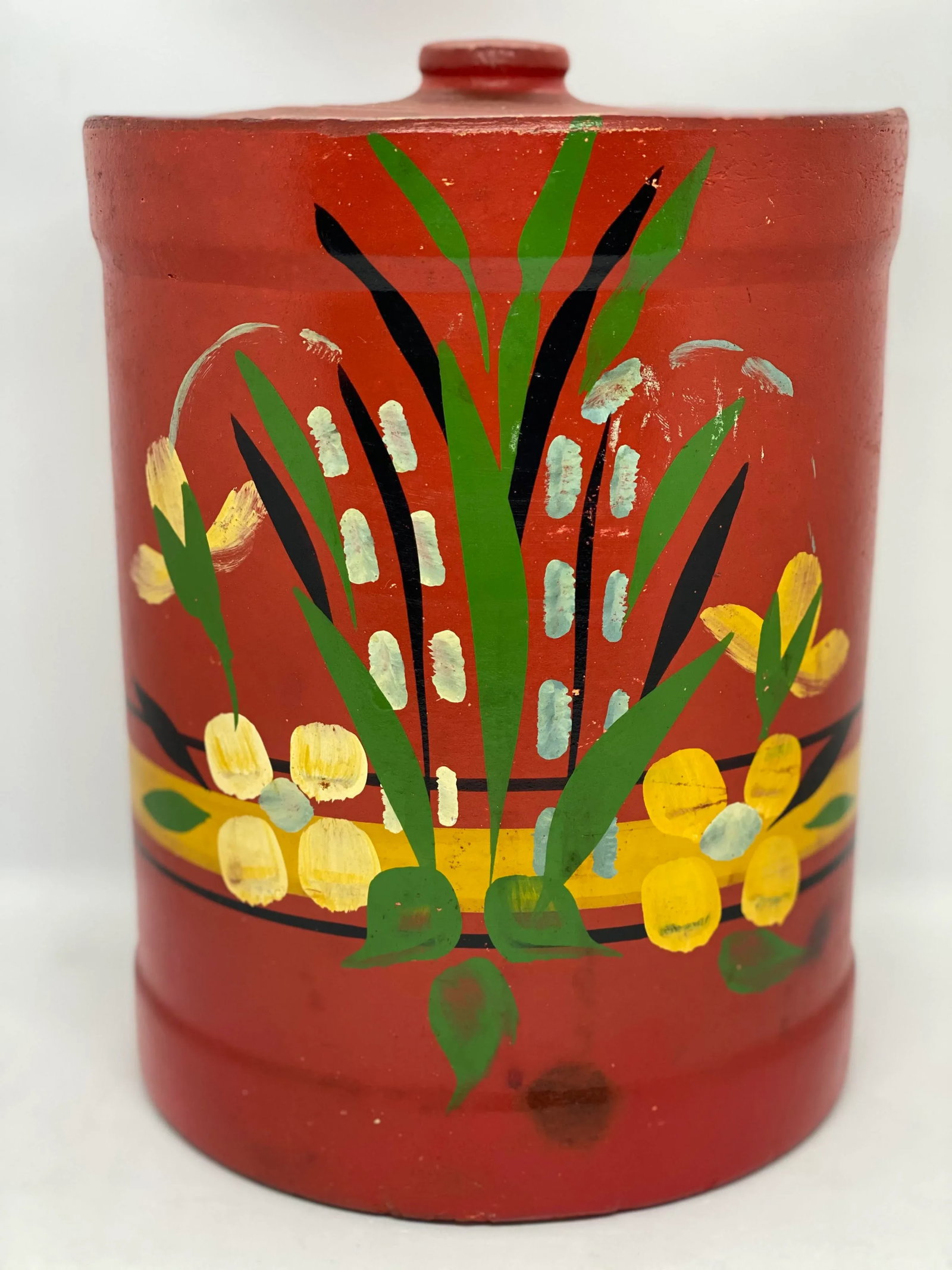 1940's Hand Painted Stoneware Cookie Jar - 2