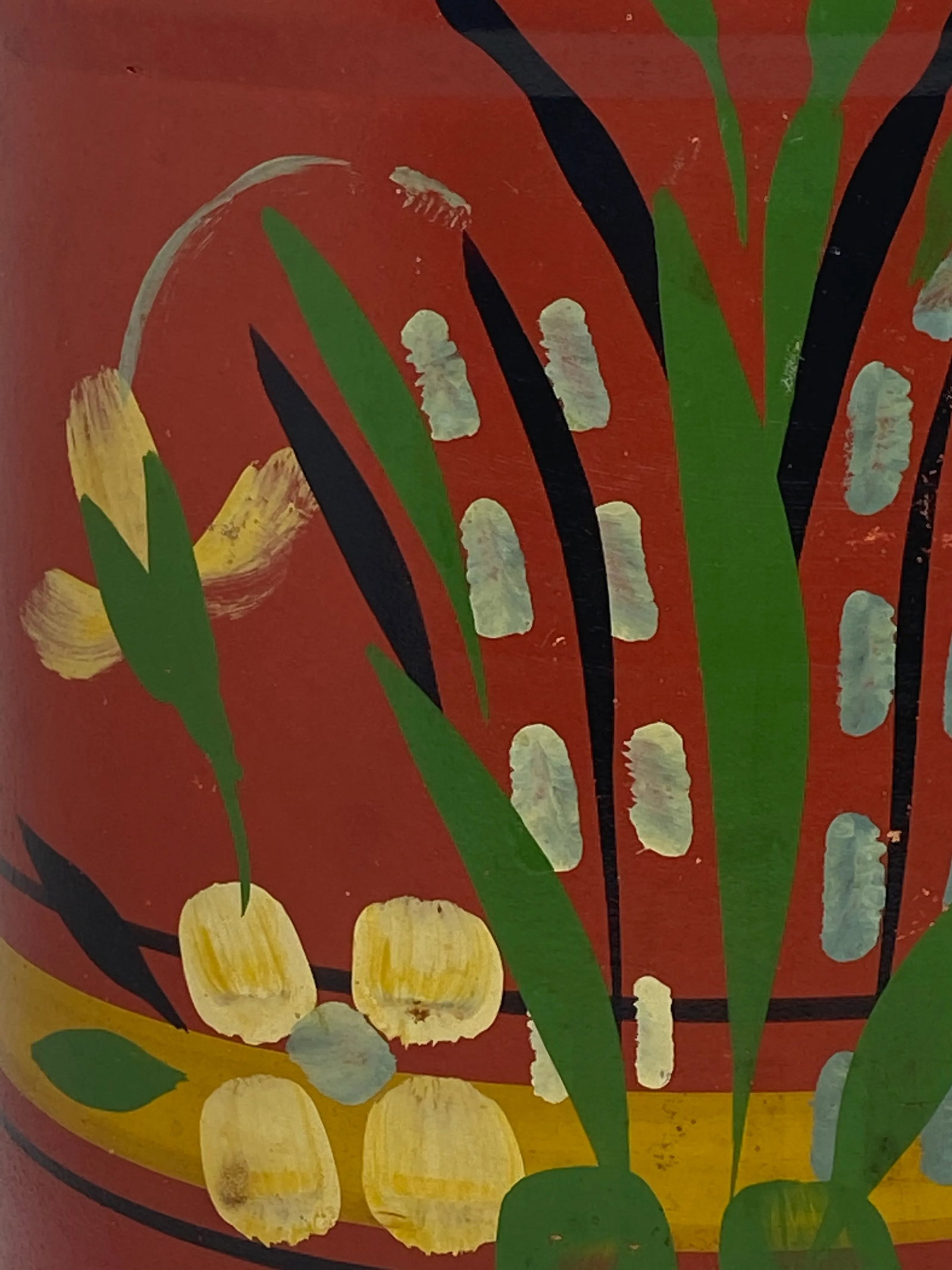 1940's Hand Painted Stoneware Cookie Jar - 5