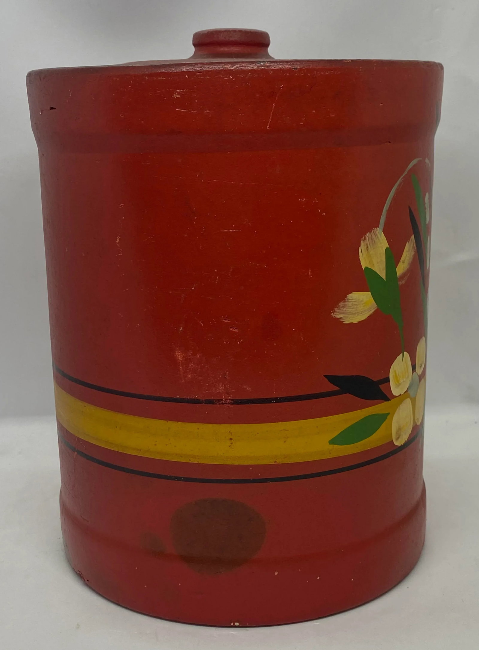 1940's Hand Painted Stoneware Cookie Jar - 8