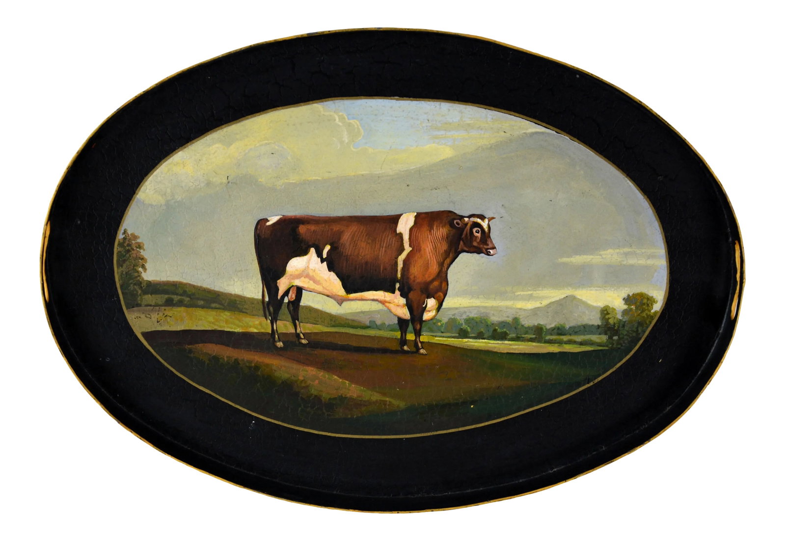Vintage English Style Rural Landscape Oval Decorative Plate/Tray: vintage An oval decorative plate with an English style rural landscape. Hand-painted in the plate the famous rural landscape of 19th century England. Whether it is hung on the wall or placed on the