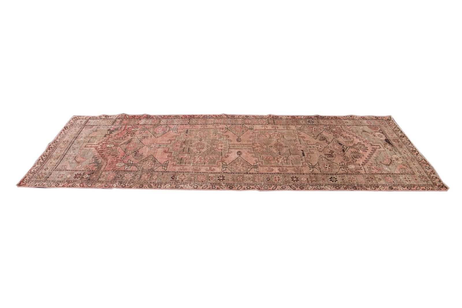 Rose Vintage Persian Handmade Wool Runner - 7