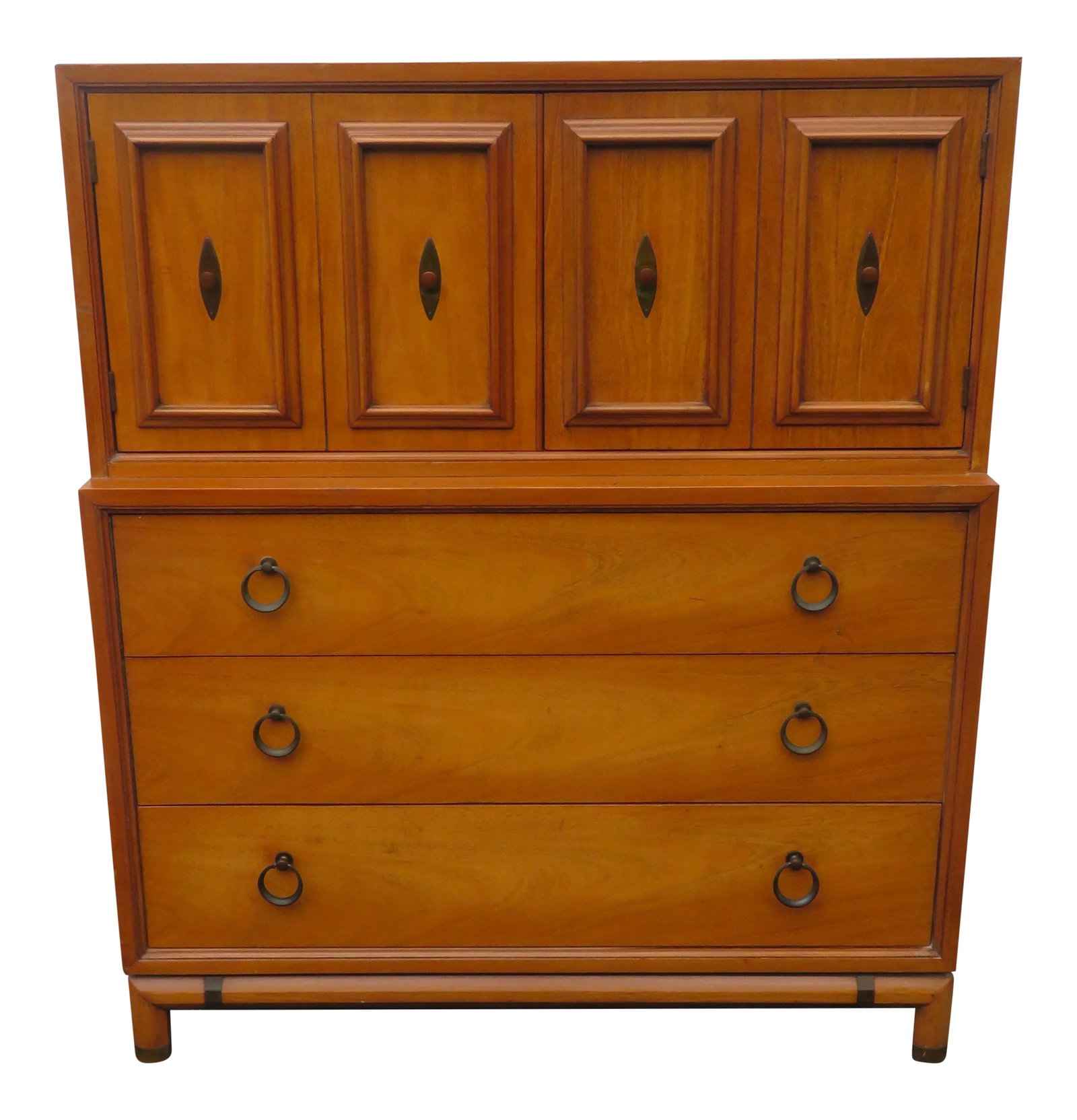 Mid Century Modern Chest of Drawers by Kent Coffey: This excellent Chest of Drawers is made of wood, solid wood, veneer, and is in good condition. The Chest of Drawers was made by Kent Coffey, a fine furniture company. This beautiful piece of Mid