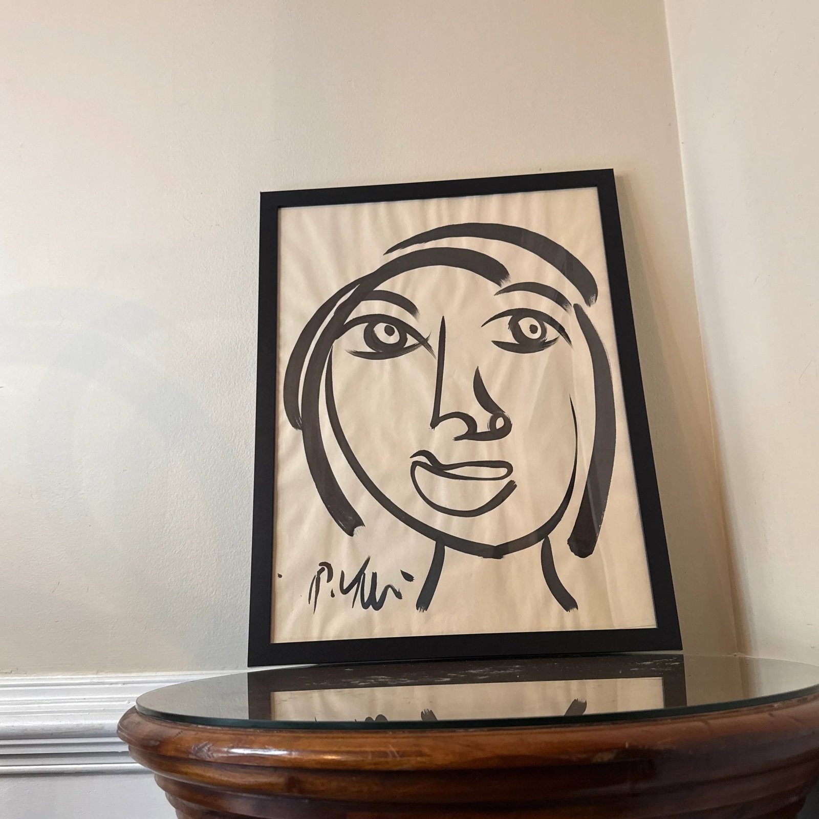 1970s Black and White Abstract Figure Portrait Painting by Peter Keil ~ Framed - 4