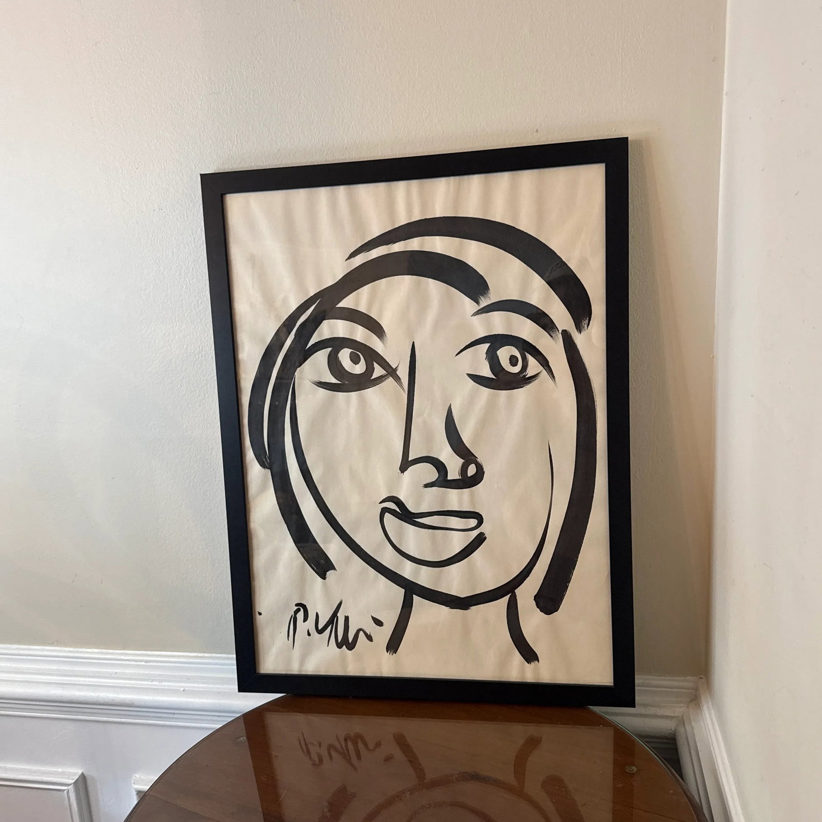 1970s Black and White Abstract Figure Portrait Painting by Peter Keil ~ Framed - 5