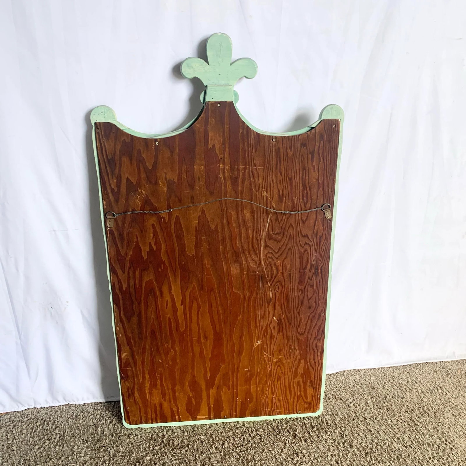 Vintage Regency Painted Green Wooden Mirror - 4