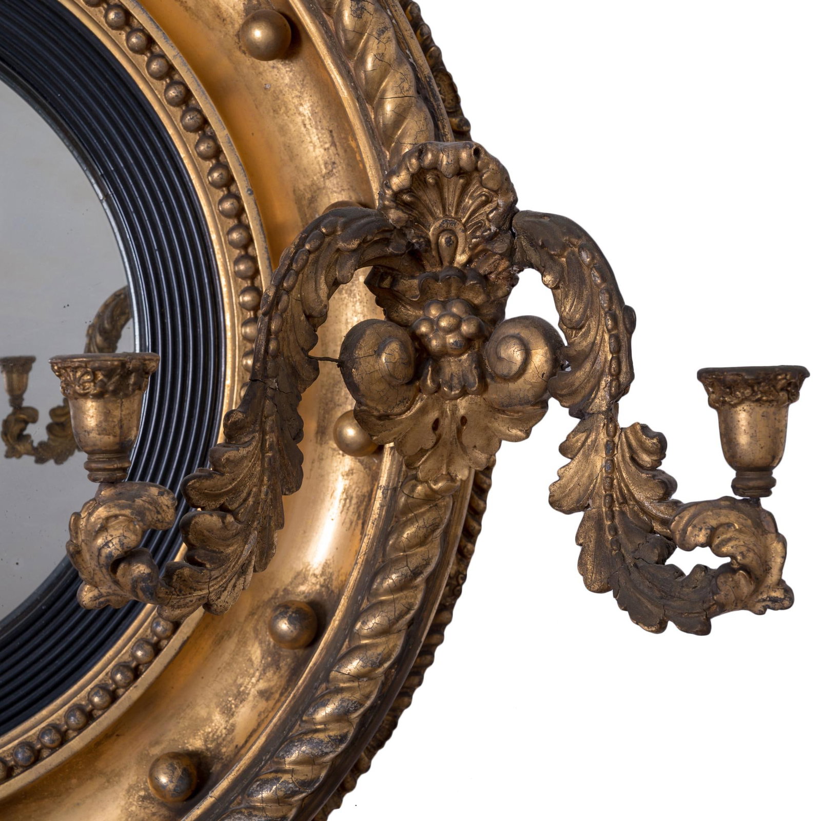 Regency Giltwood Convex Girandole Mirror - 8
