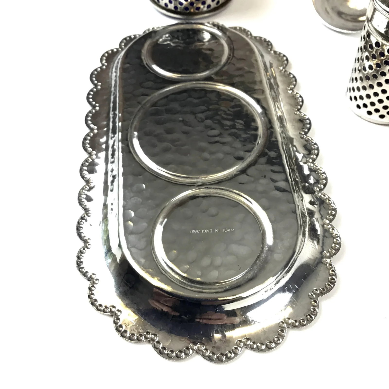Vintage Formal Silver Plate Salt & Pepper Set, England - 5 Pieces - 10
