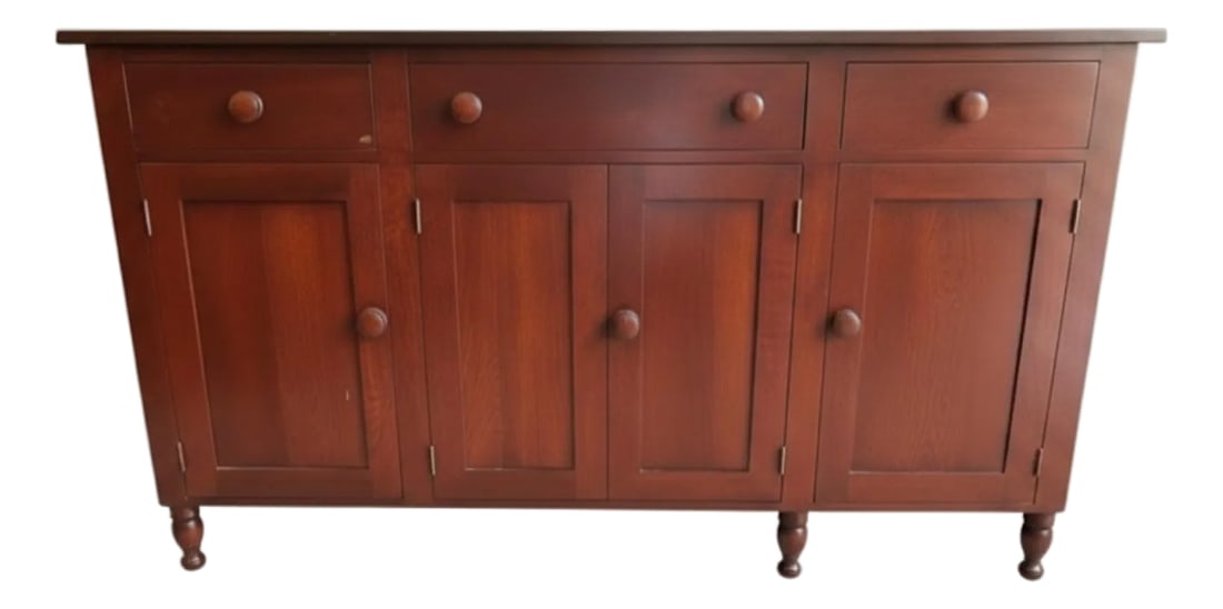 Tom Seely Solid Cherry Dining Buffet Sideboard: Handsome solid cherry buffet/sideboard by Tom Seely Furniture, crafted in the company's tradition of finely made American furniture inspired by historic designs. Made in West Virginia, this