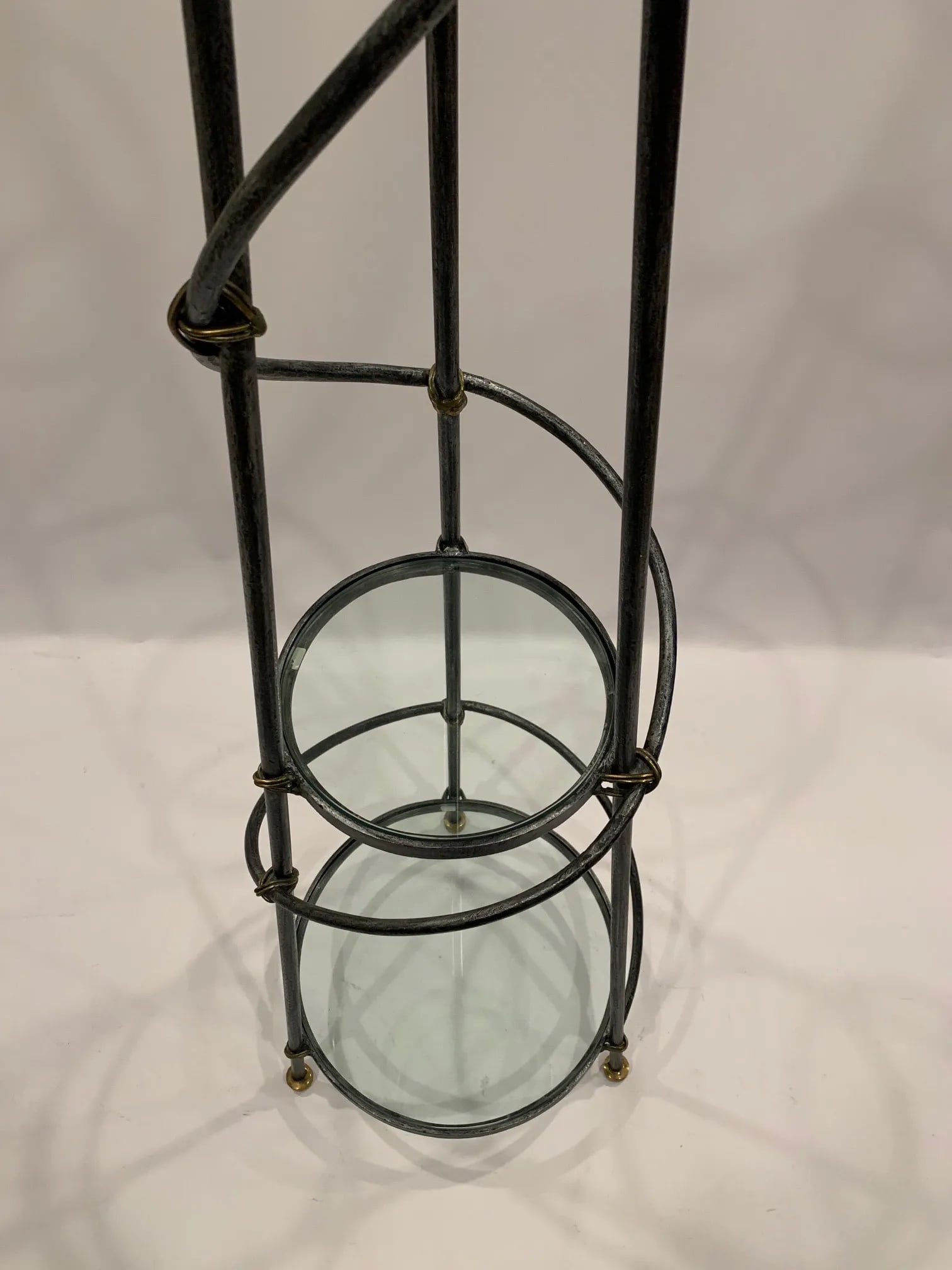 Maitland Smith 3 Tier Spiral Iron & Glass Etagere Shelves - 2