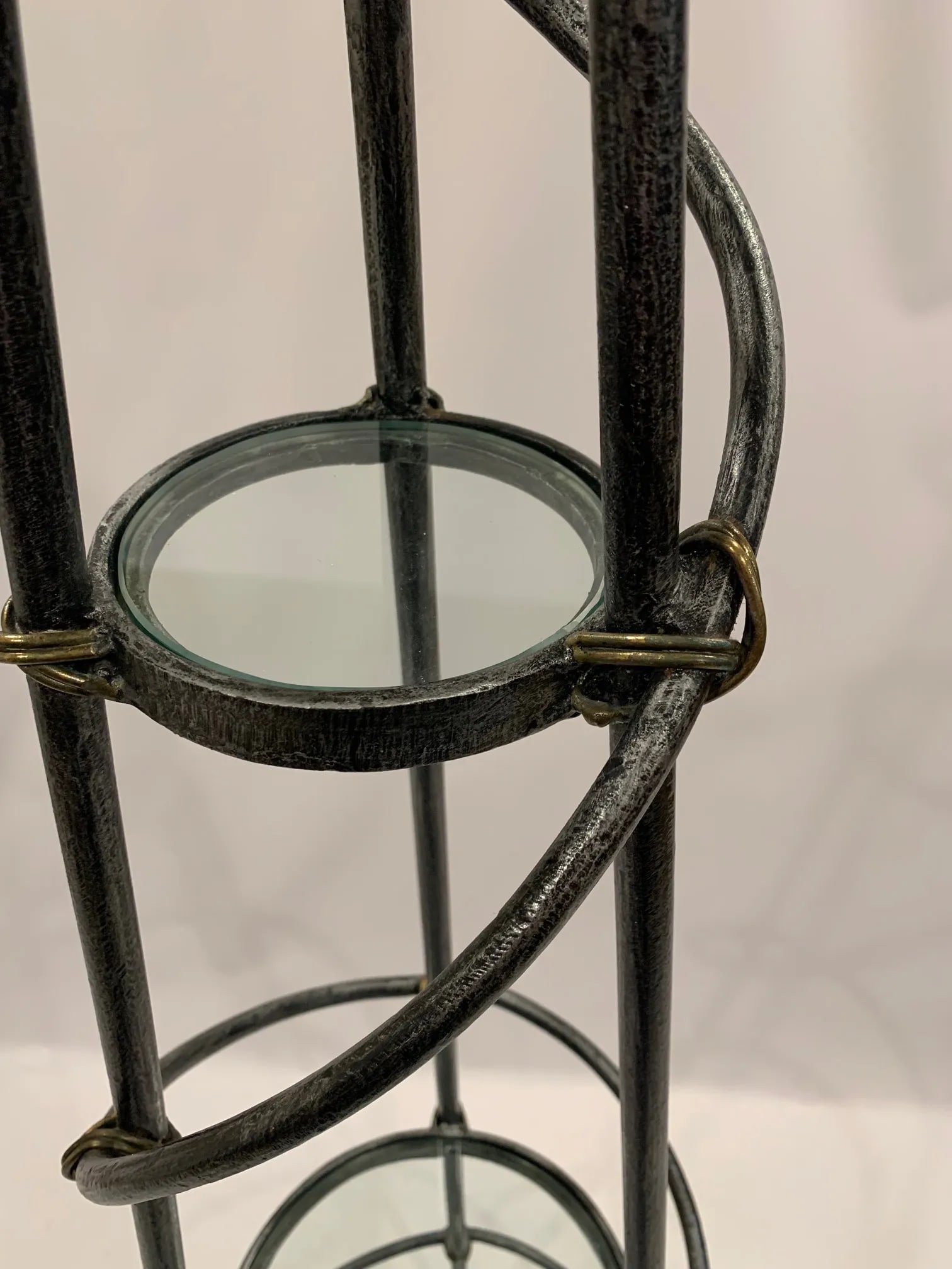 Maitland Smith 3 Tier Spiral Iron & Glass Etagere Shelves - 3