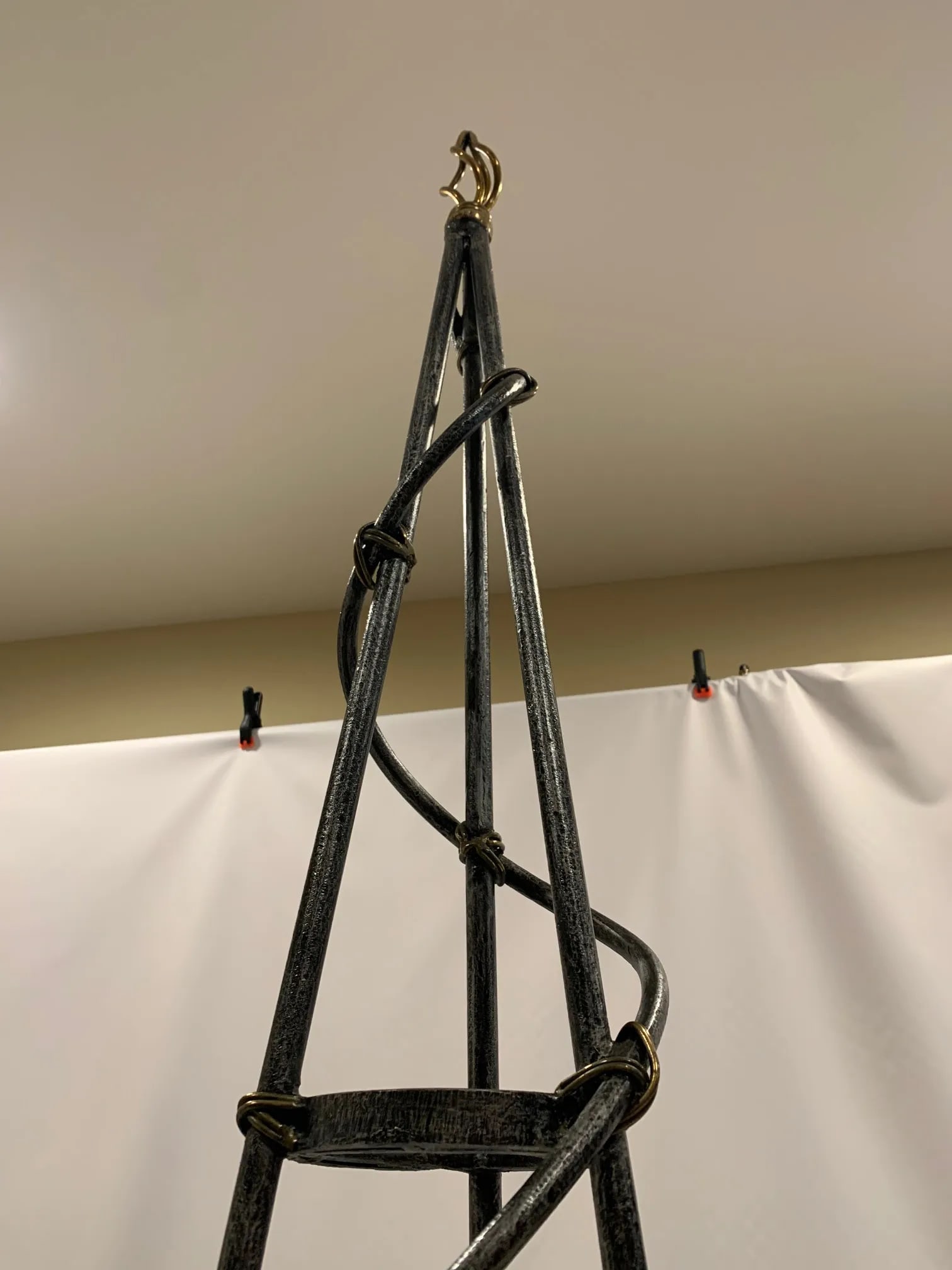 Maitland Smith 3 Tier Spiral Iron & Glass Etagere Shelves - 8