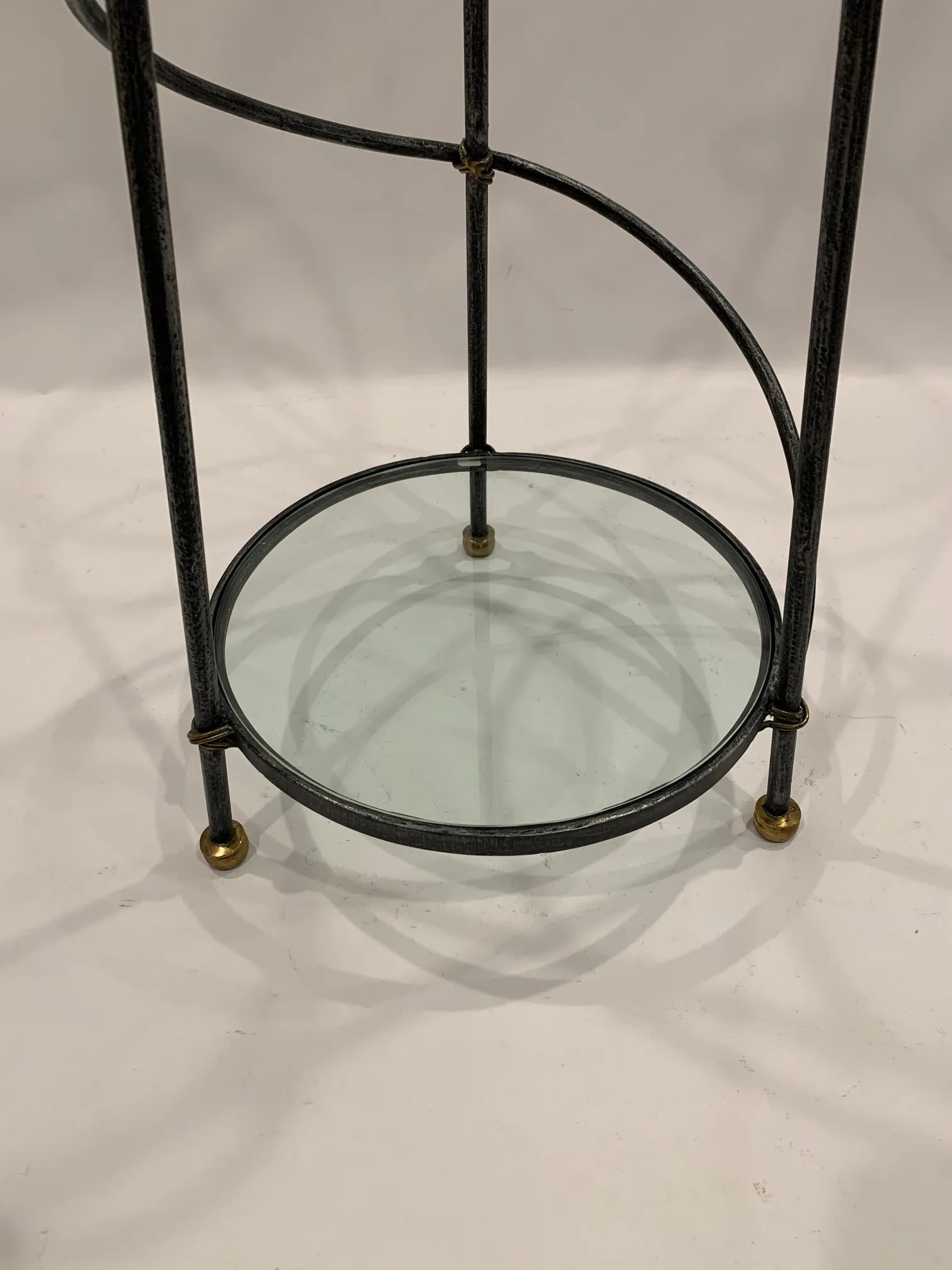 Maitland Smith 3 Tier Spiral Iron & Glass Etagere Shelves - 9