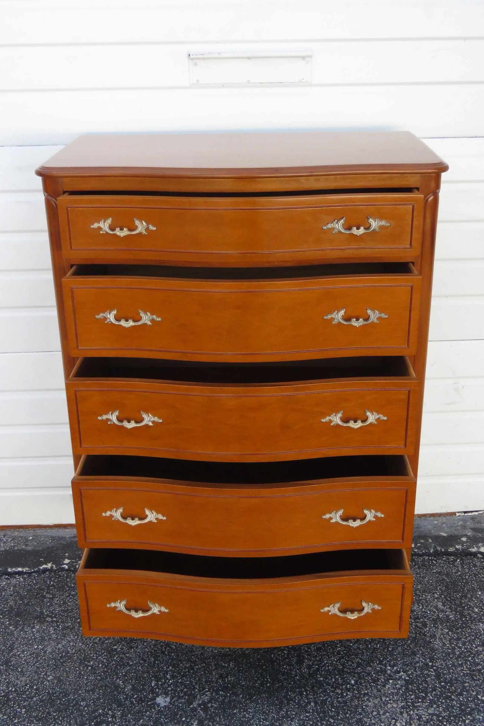 French Cherry Serpentine Front Chest of Drawers by Drexel Furniture - 9