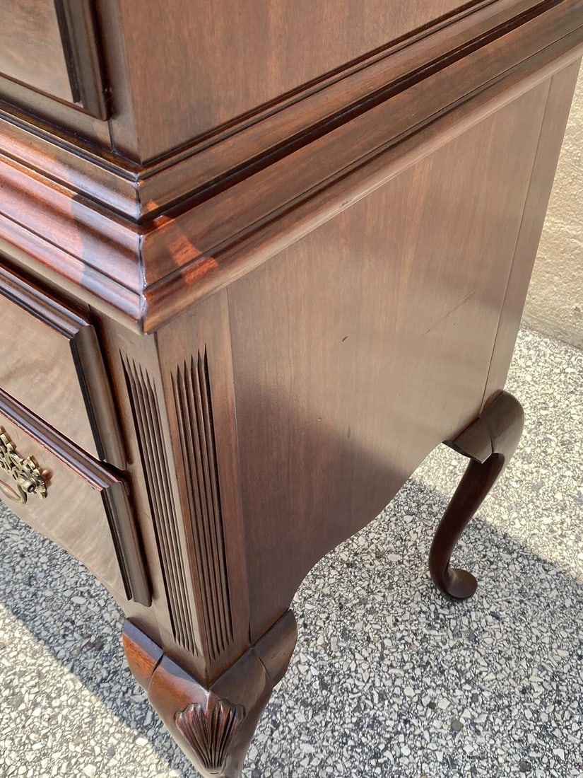 Vintage Thomasville Queen Anne Style Cherry Wood Highboy Tall Chest Dresser - 11