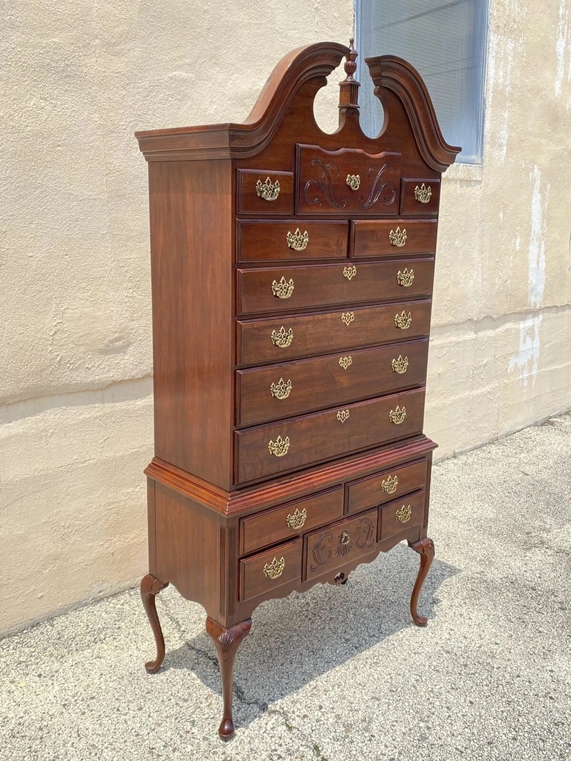 Vintage Thomasville Queen Anne Style Cherry Wood Highboy Tall Chest Dresser - 2