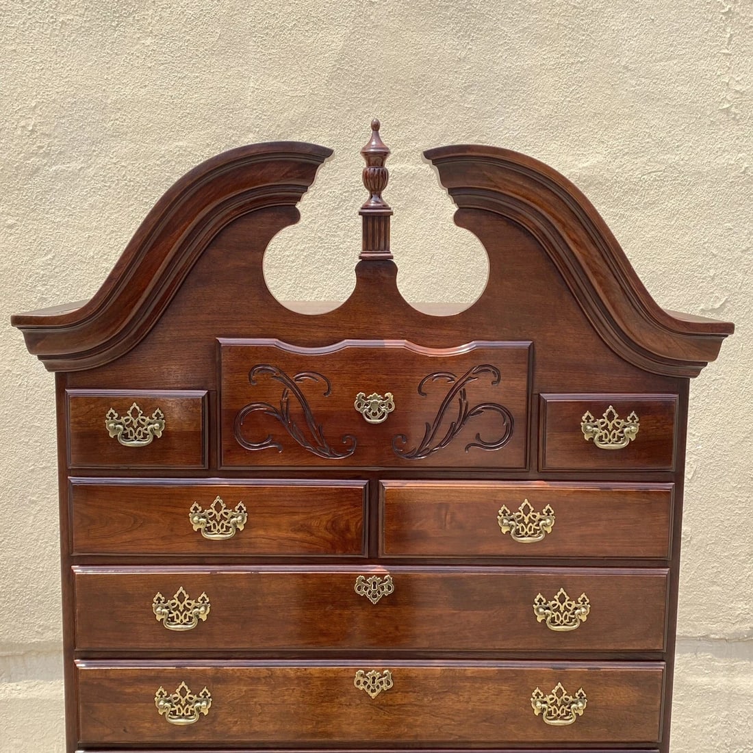Vintage Thomasville Queen Anne Style Cherry Wood Highboy Tall Chest Dresser - 3