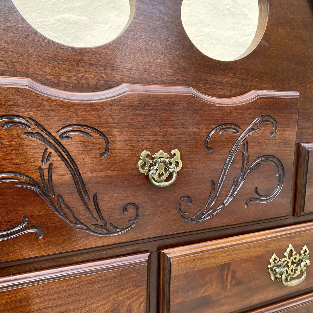 Vintage Thomasville Queen Anne Style Cherry Wood Highboy Tall Chest Dresser - 6