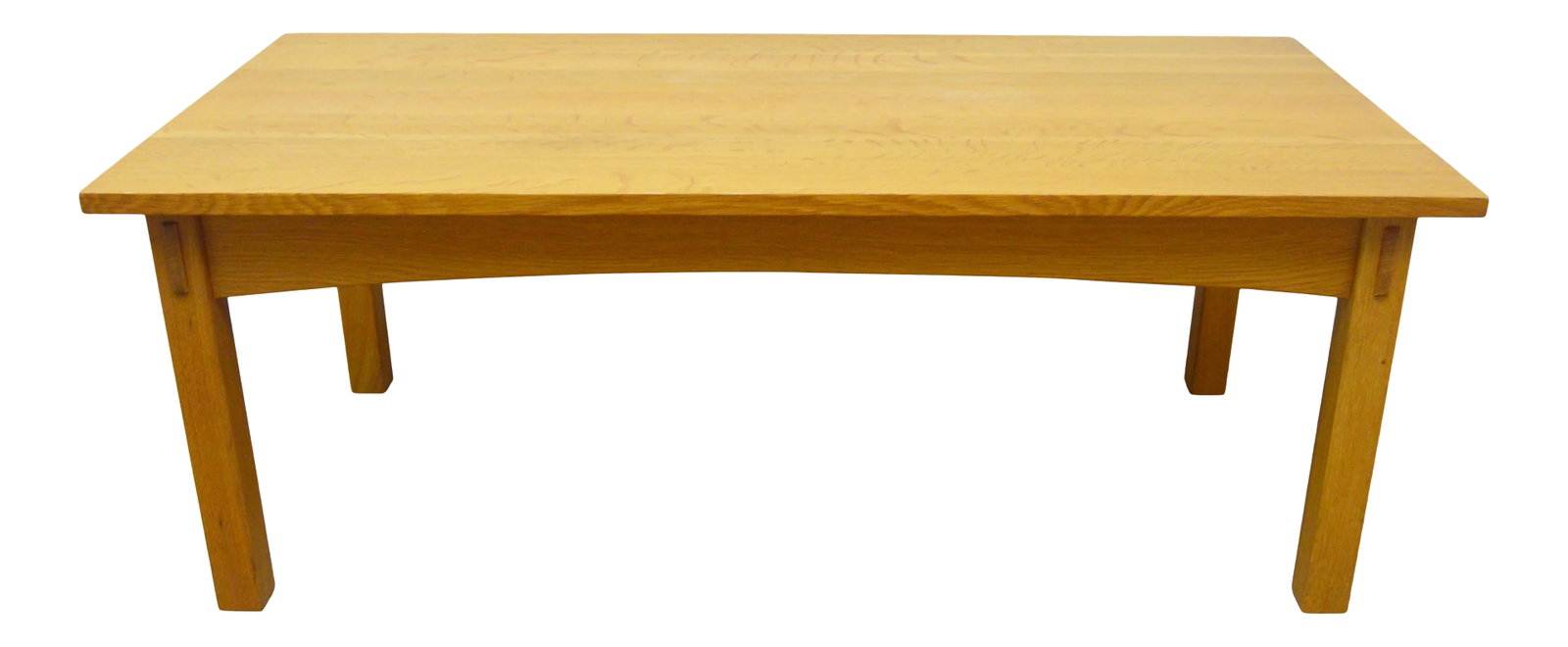 Stickley Mission Oak Coffee Cocktail Table: Coffee Table by Stickley. It features a solid wood construction, recrangular shape and arched apron. Condition: Alterations: Original Condition Unaltered Imperfections: Some Imperfections Condition