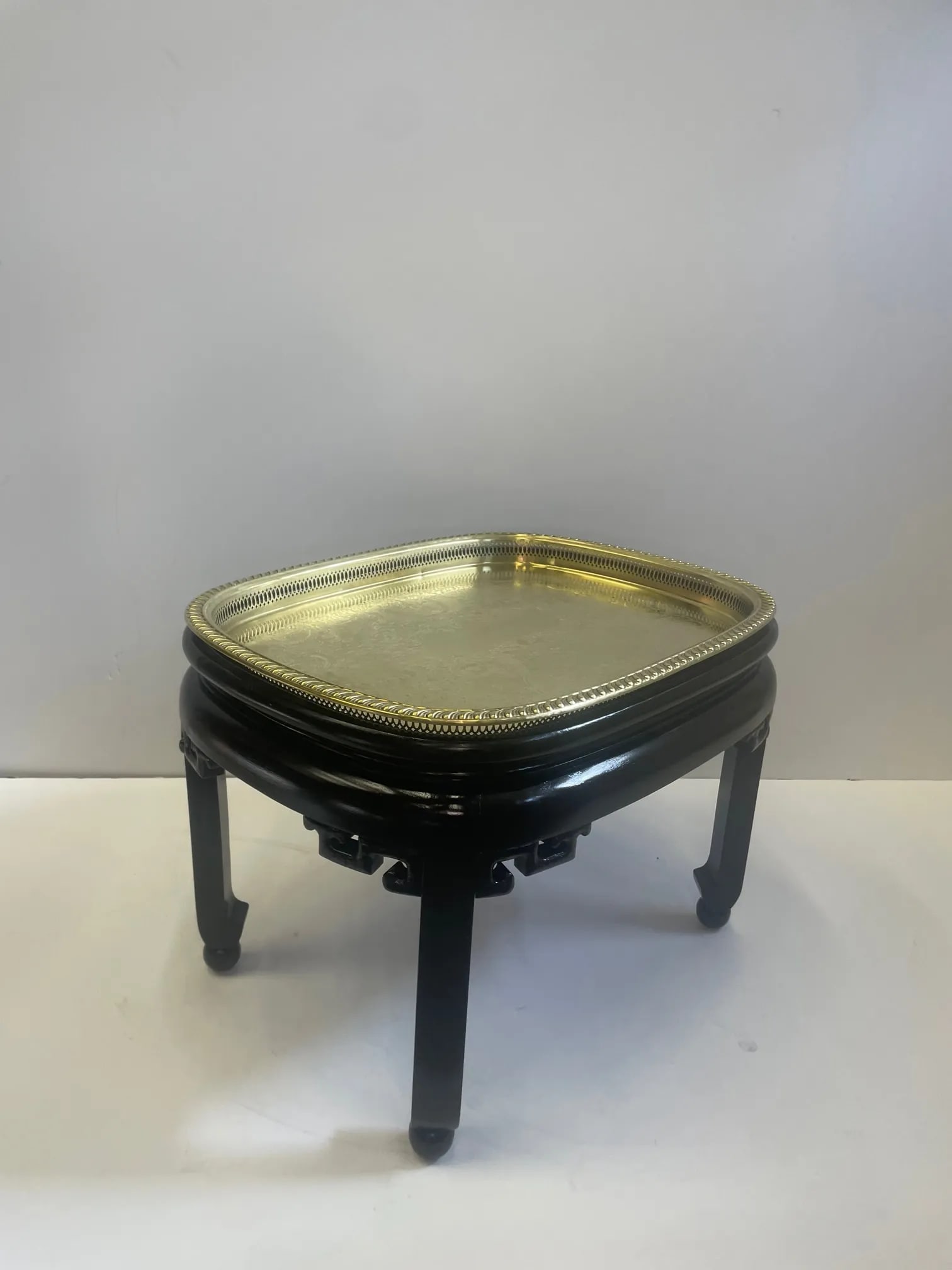 Baker Brass Tray Coffee Table With Ebonized Base - 3