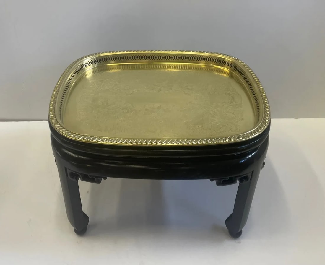 Baker Brass Tray Coffee Table With Ebonized Base - 4