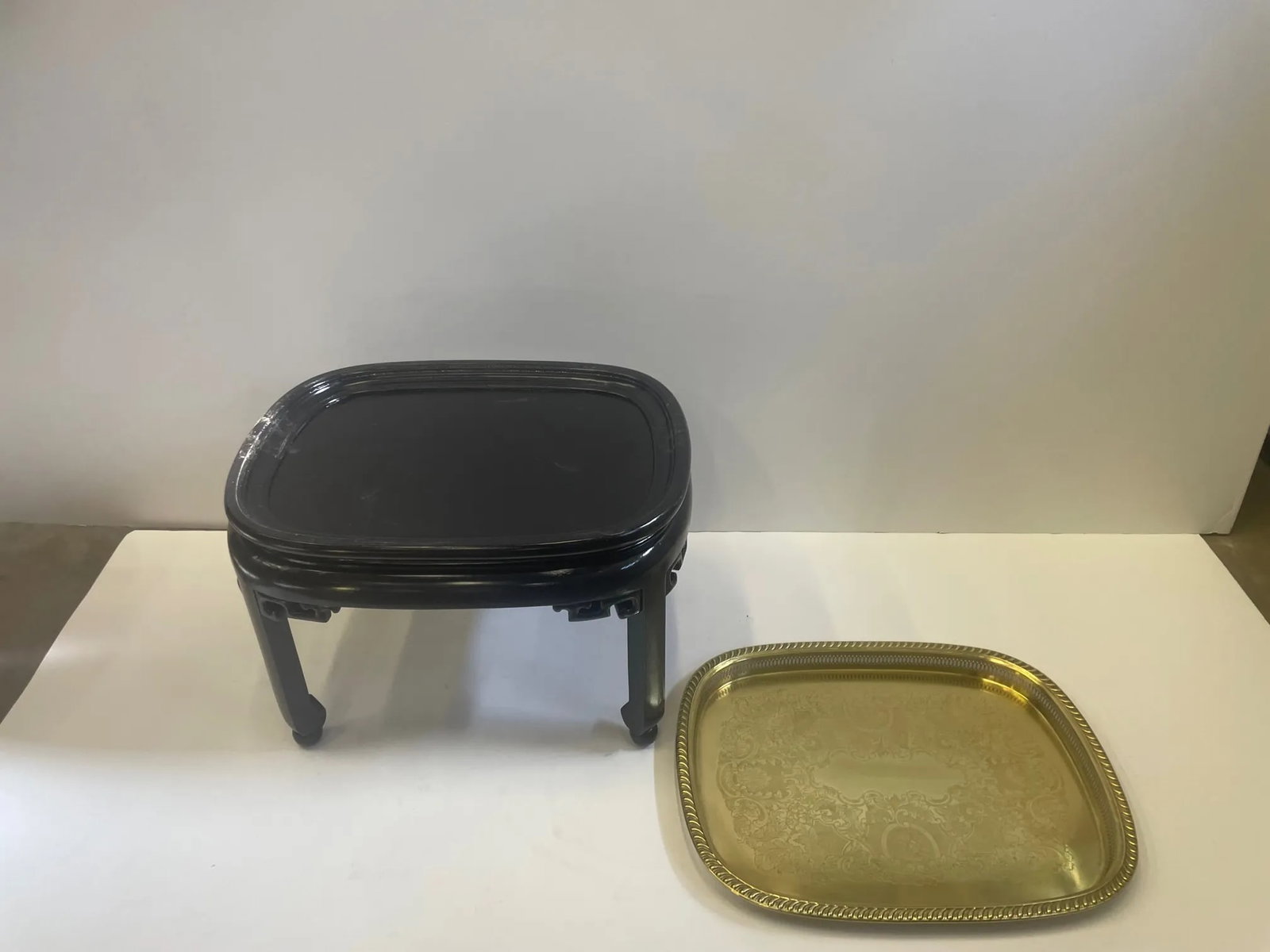Baker Brass Tray Coffee Table With Ebonized Base - 7
