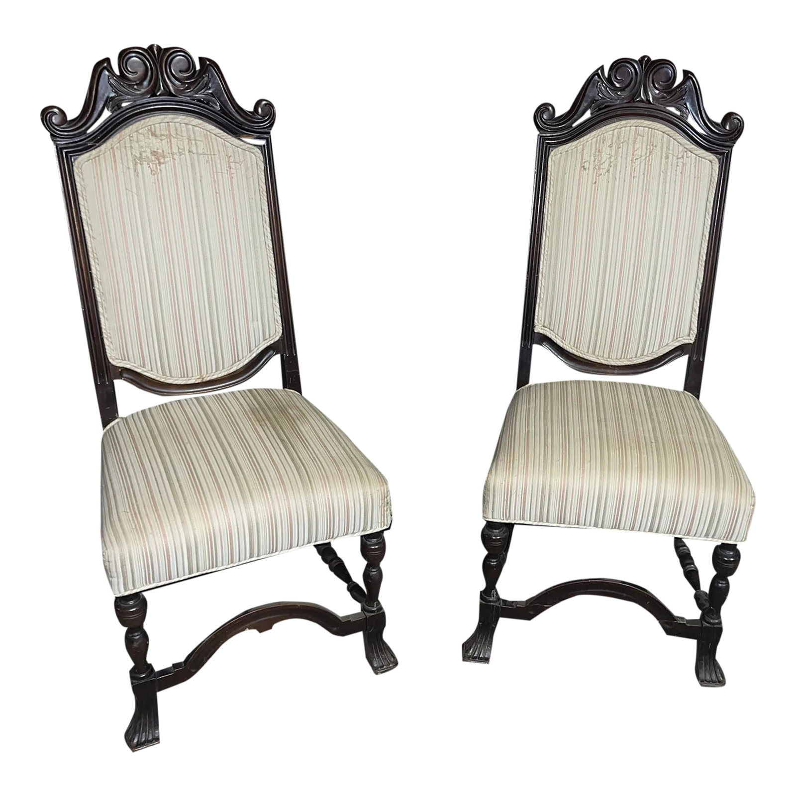 Late 19th Century Antique Chairs - a Pair: A beautiful pair of english chairs with covered seats. Perfect for the interior designer or the enthusiast! Condition: Alterations: Original Condition Unaltered Imperfections: Some Imperfections