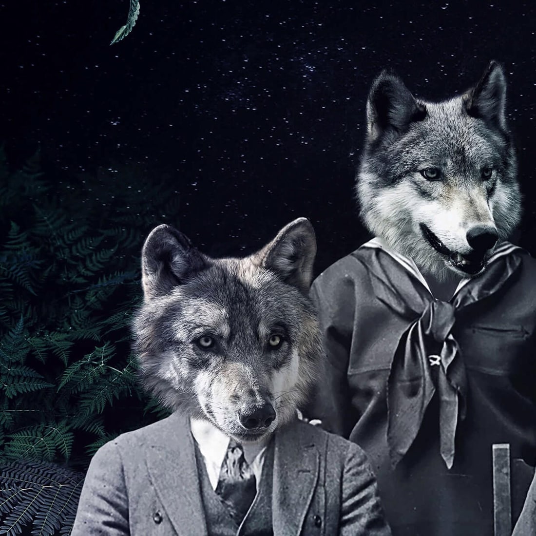 Never Forget the Forest - Wolves by Marcin and Kate Owczarek | Digital Art of people with wolf heads - 5
