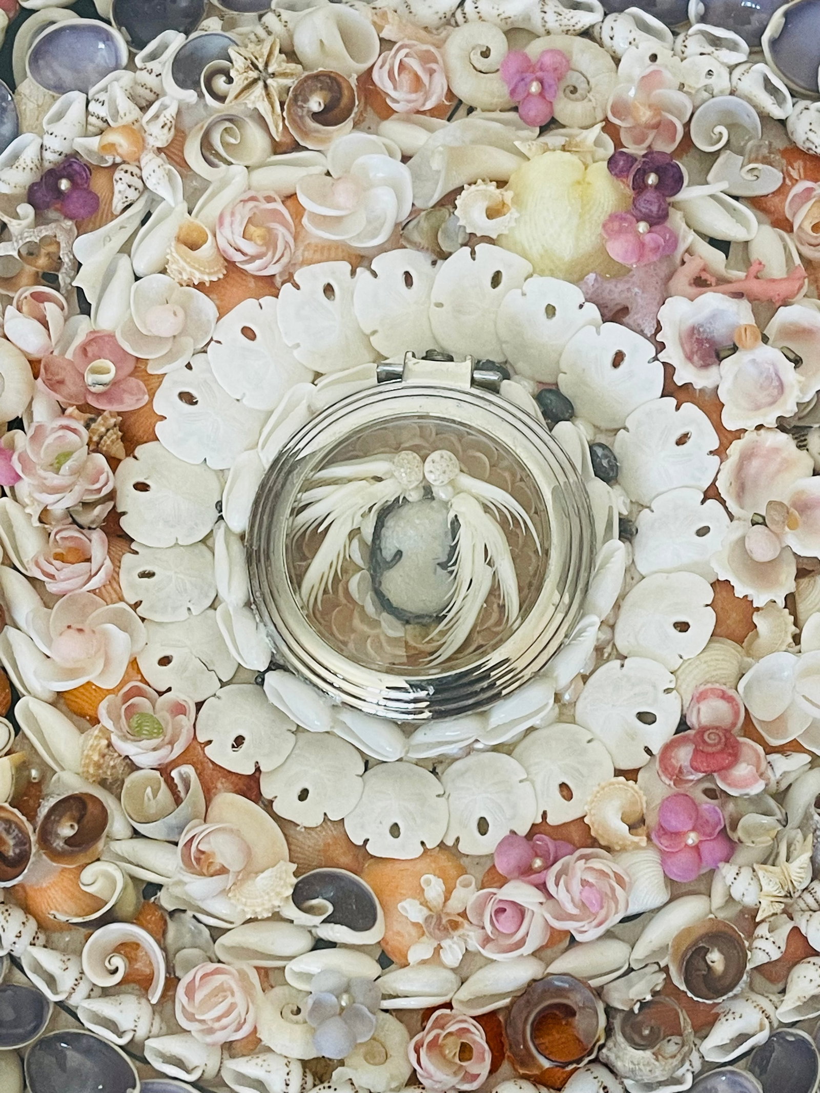 1950s Exquisite Vintage Sailors Valentines Sea Shells and Cameo - 2