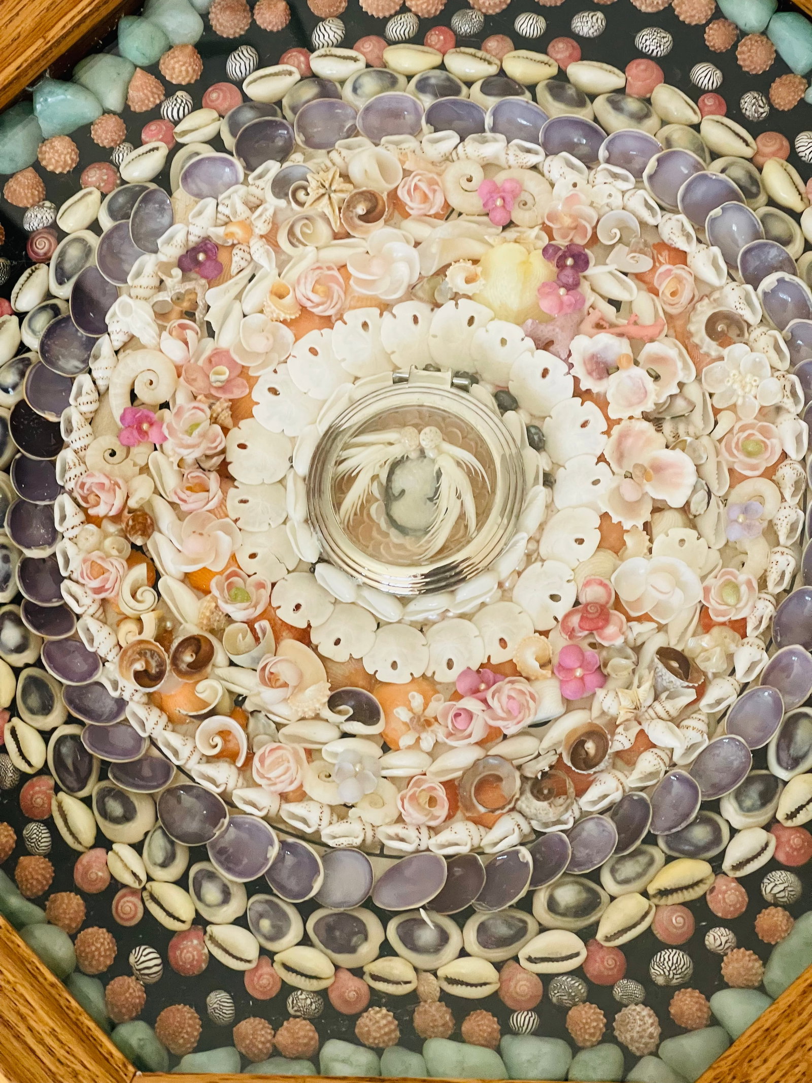 1950s Exquisite Vintage Sailors Valentines Sea Shells and Cameo - 5