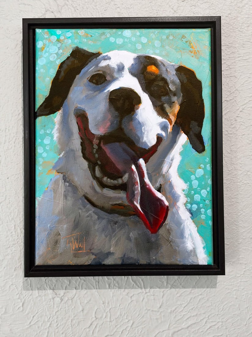 Dog Joy 11 by Tracy Wall | Mixed Media On Canvas portrait of a happy dog - 2