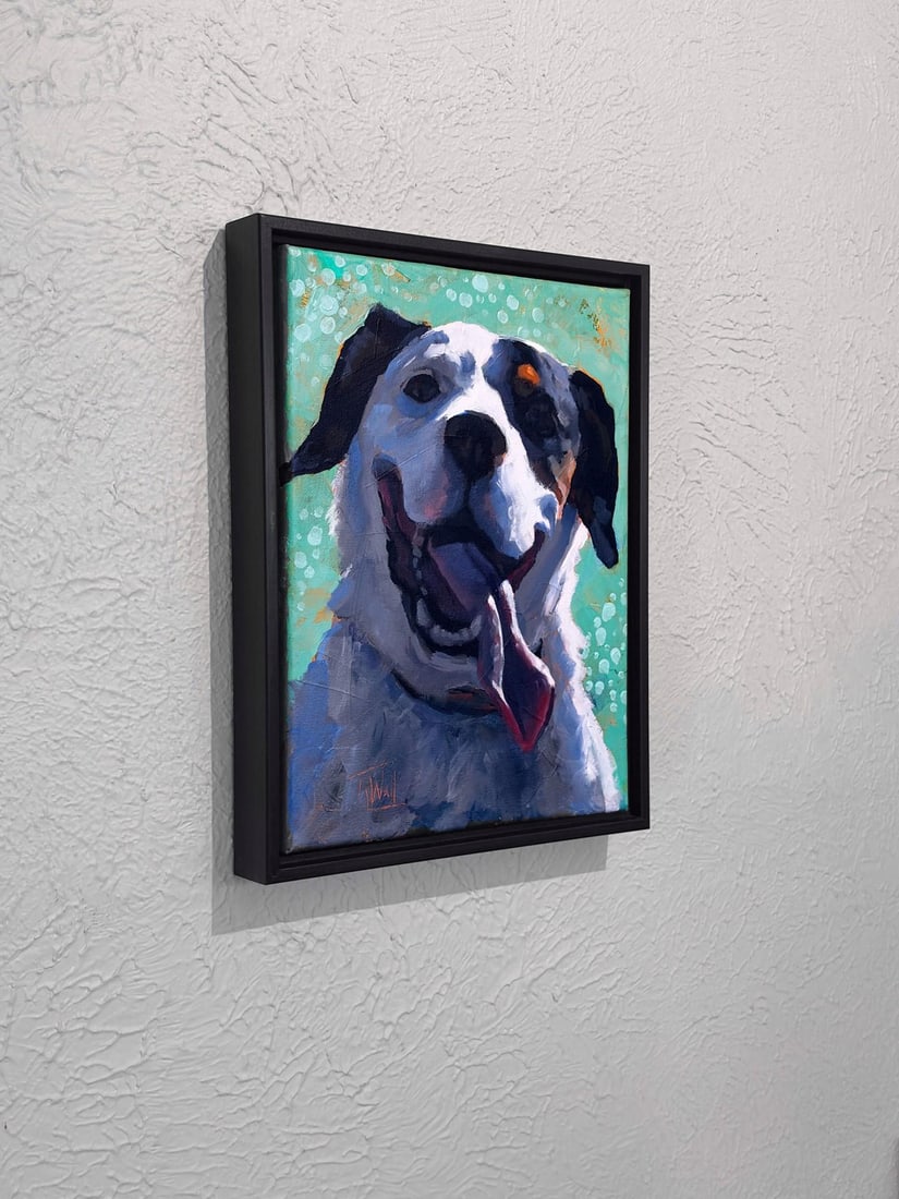 Dog Joy 11 by Tracy Wall | Mixed Media On Canvas portrait of a happy dog - 3
