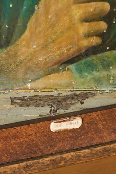 1980s Signed Oil on Canvas of 'Old Albert' With Coors Beer Sign (D. 1983) | in Handmade Oak Frame - 7