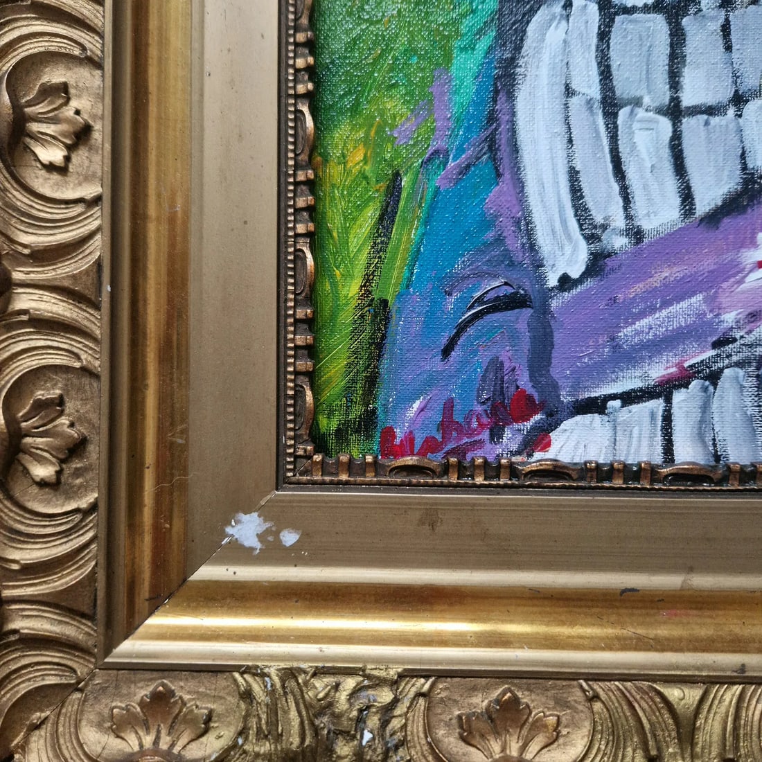 Mid-20th Century Signed - Expressionist Figure With Cat, Oil on Canvas. - 4