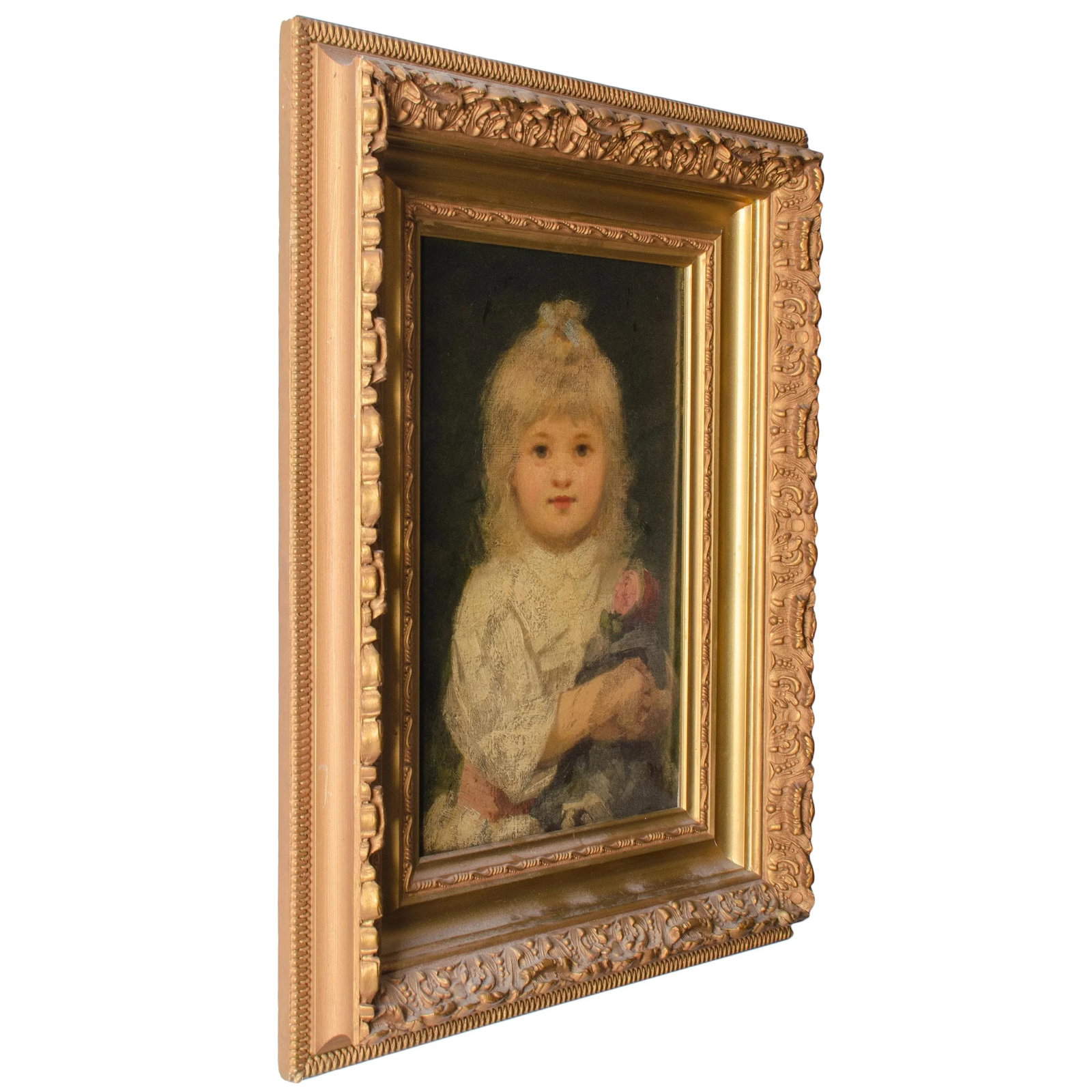 Girl With Doll Portrait Painting, 19th Century - 3