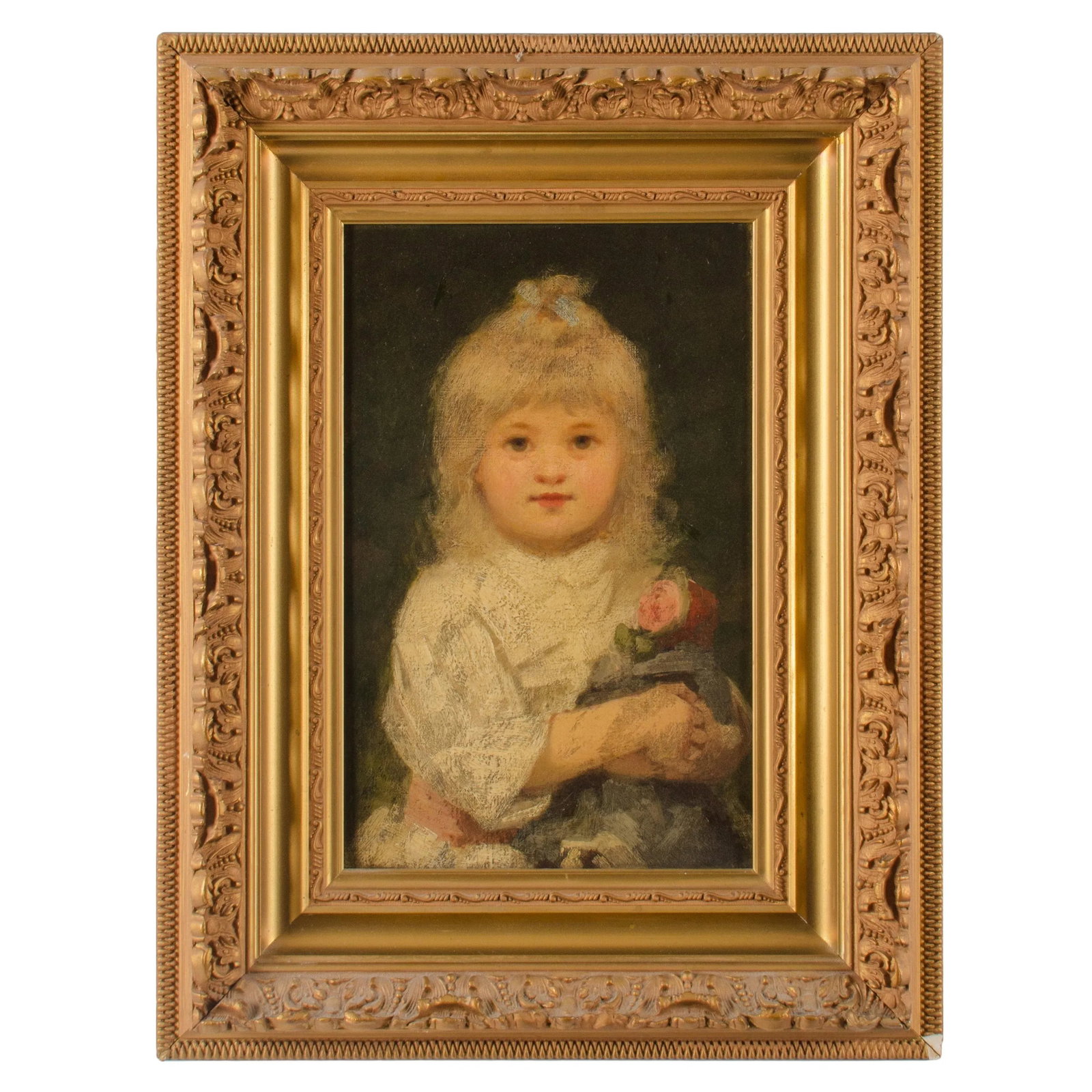 Girl With Doll Portrait Painting, 19th Century - 7
