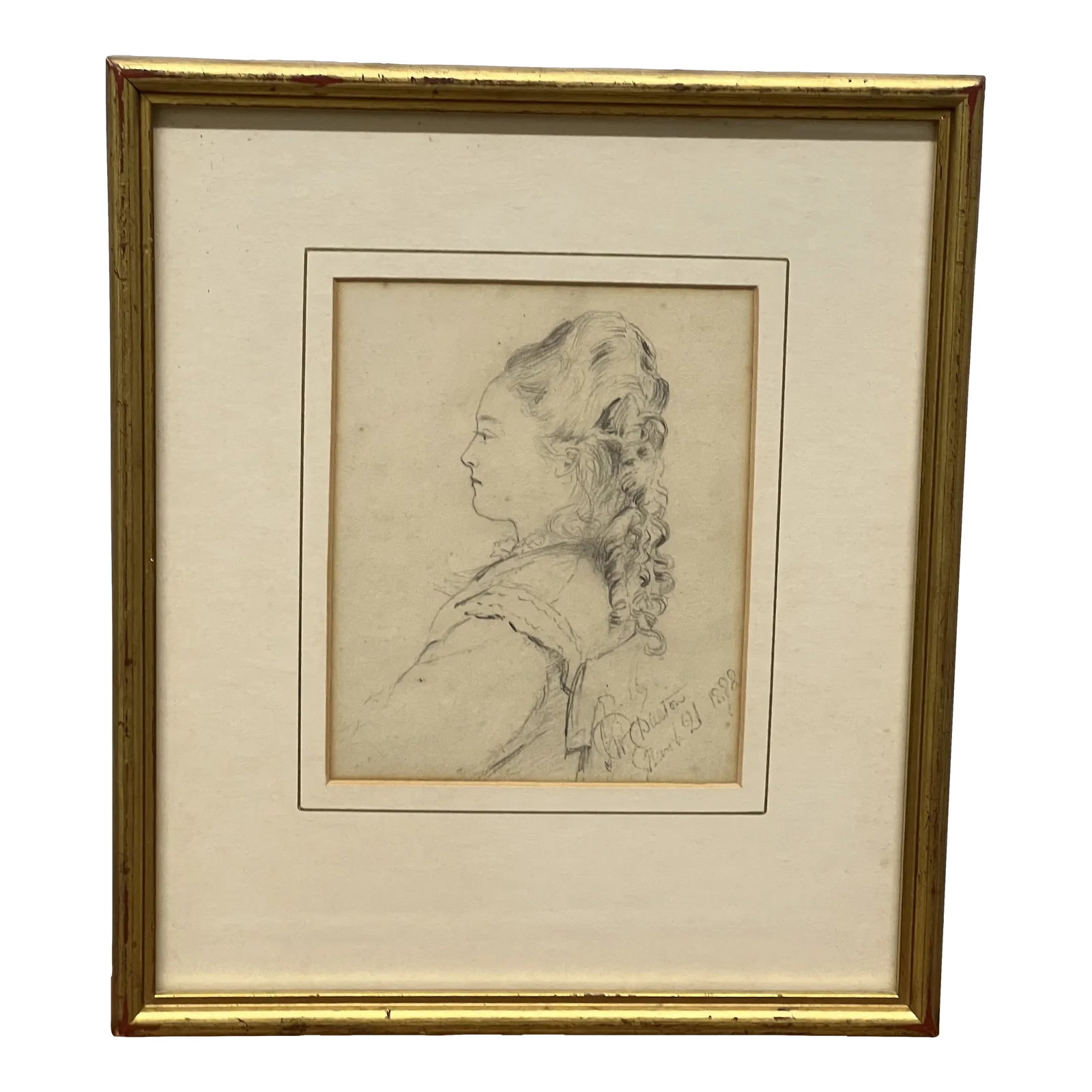 19th Century, American Pencil Drawing of Ann Eugene Dalton Circa 1888. (1 of 6)